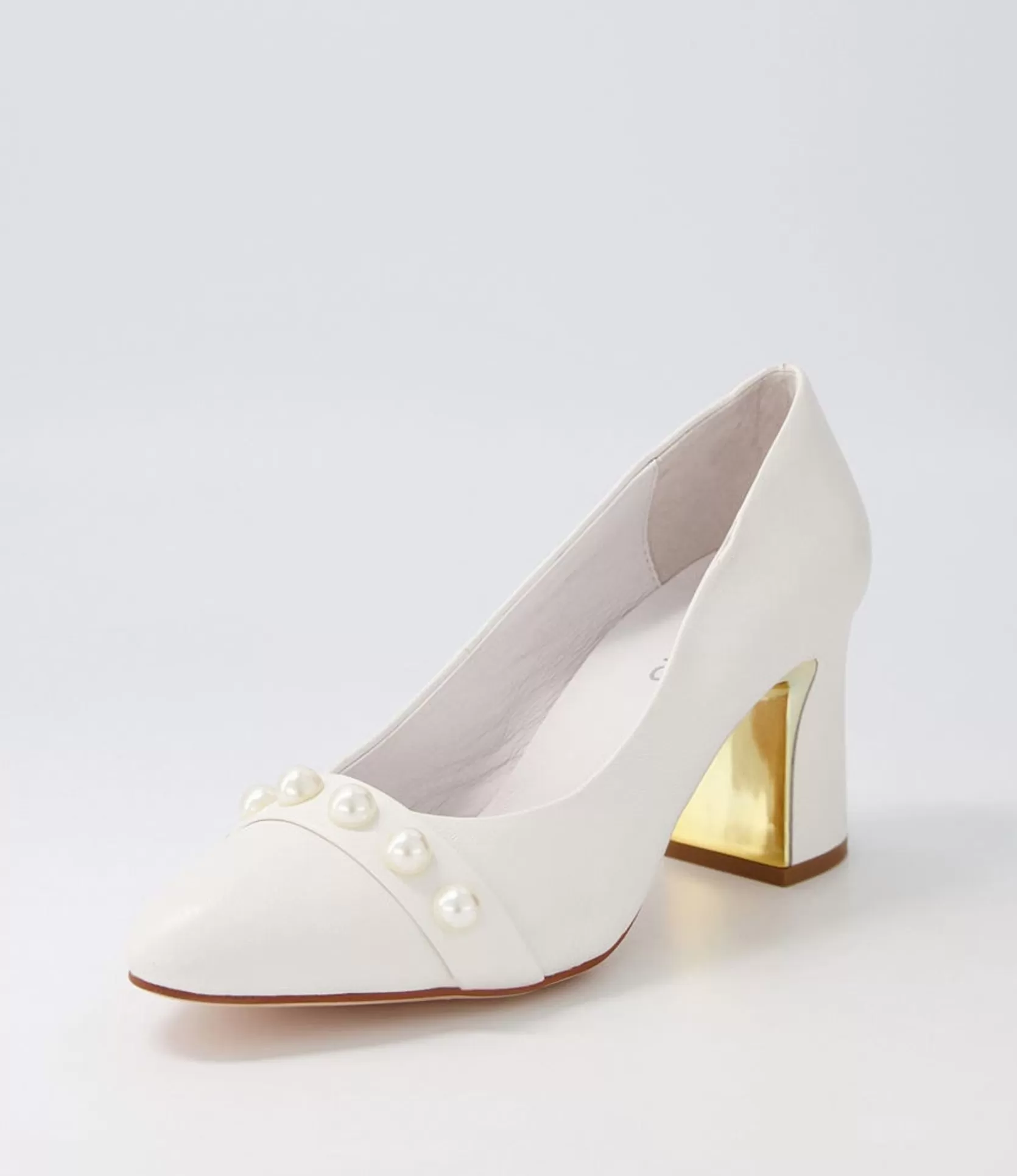 Store Keauty White Leather Heels Women Heels