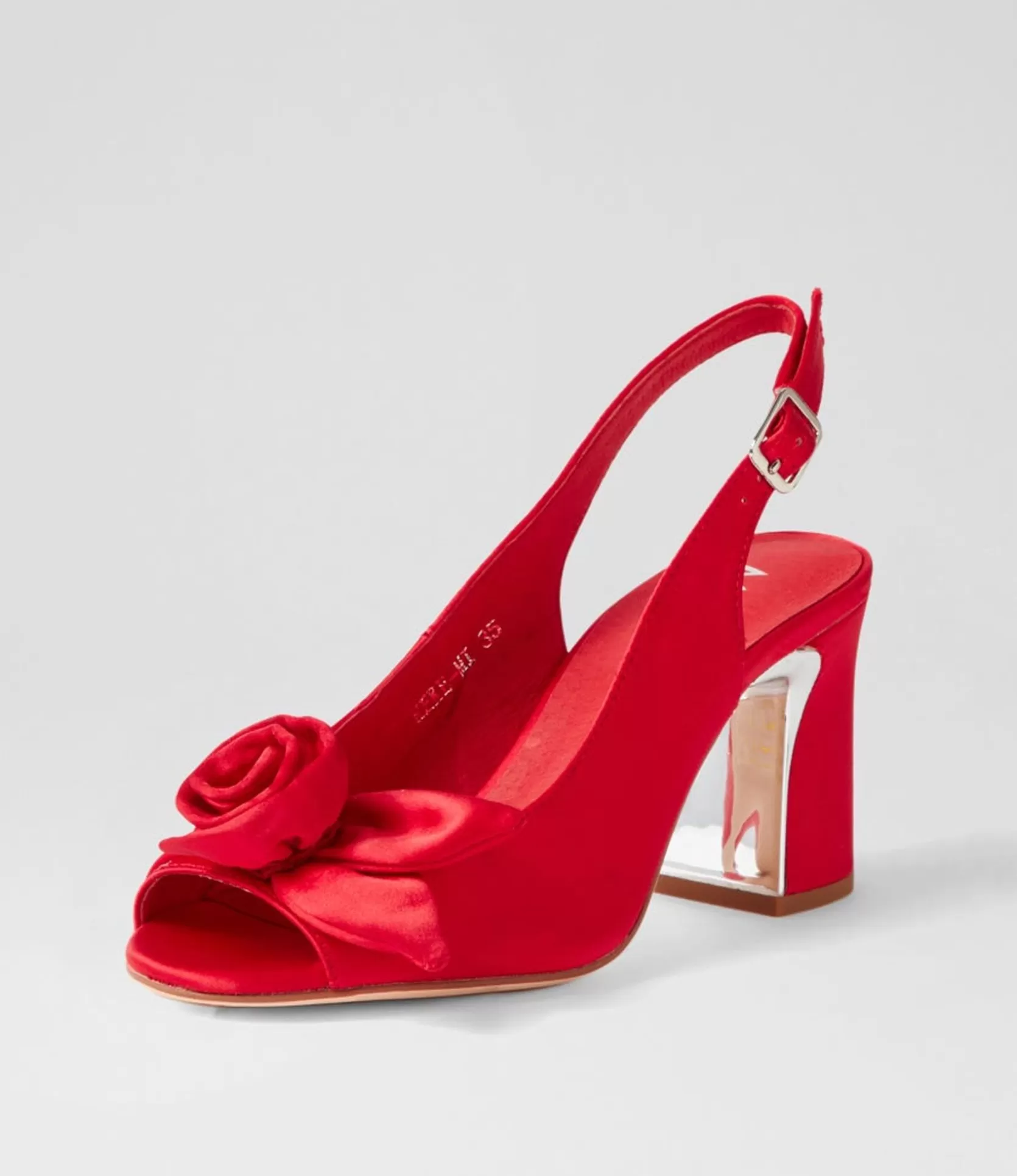 Best Sale Keke Red Satin Sandals Women Heels