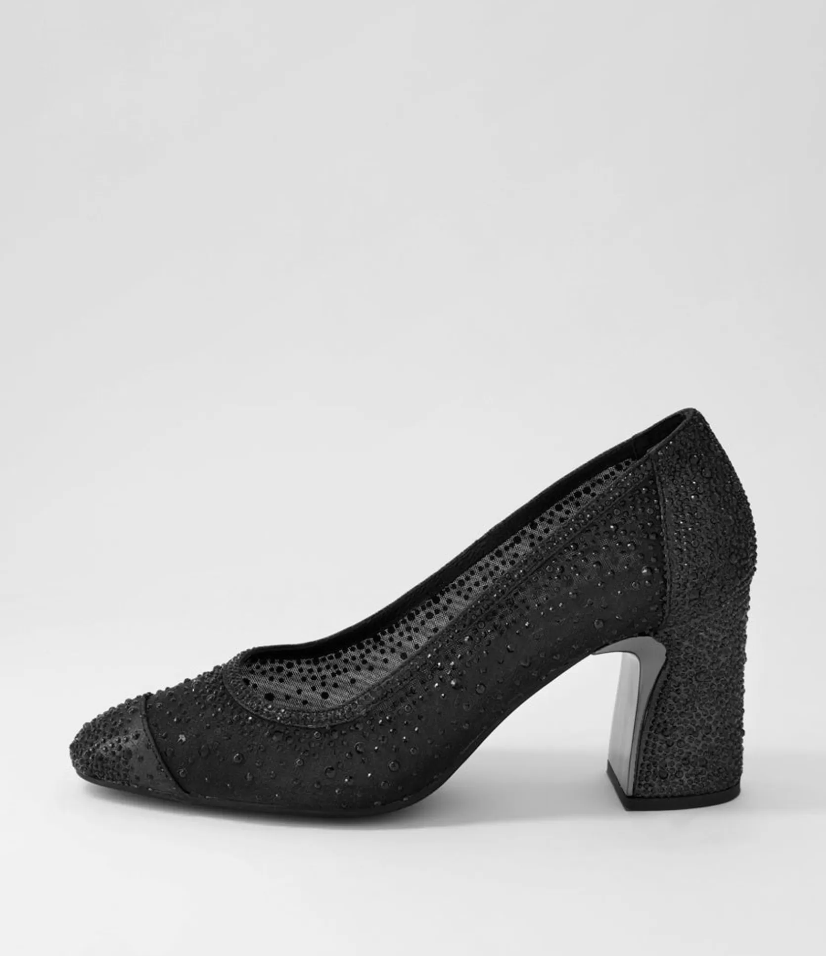 Cheap Kennies Black Shimmer Leather Mesh Heels Women Heels