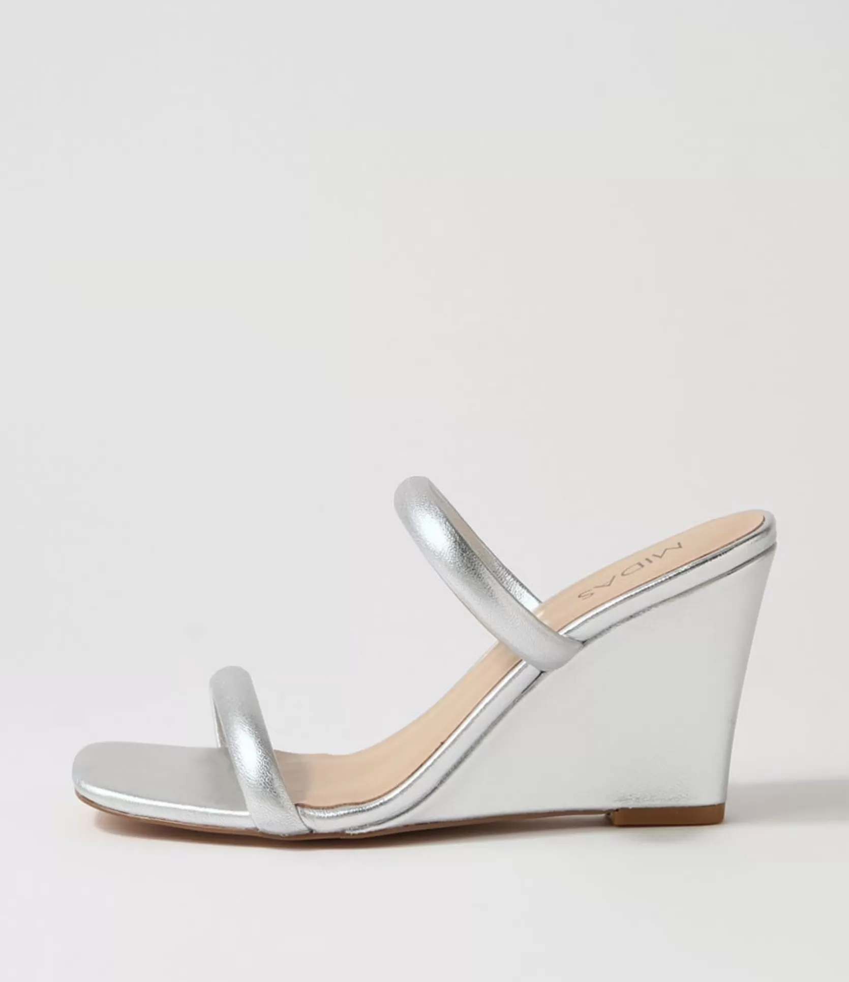 Best Kimi Silver Leather Slides Women Heels