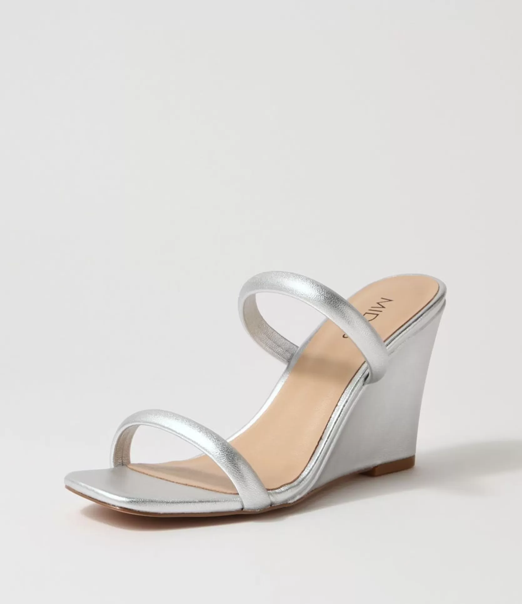 Best Kimi Silver Leather Slides Women Heels