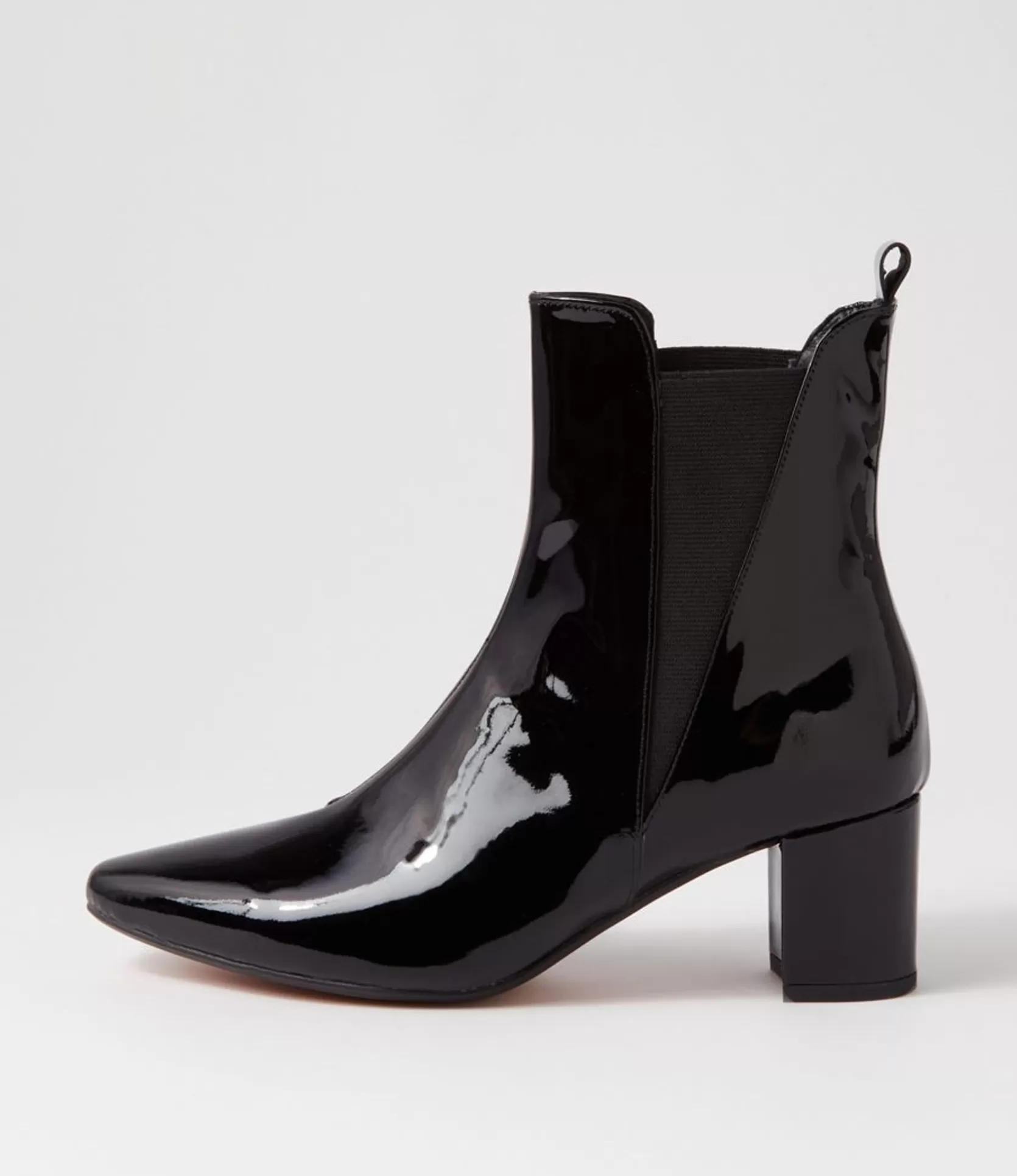 Best Sale Larlet Black Patent Leather Chelsea Boots Women Ankle Boots