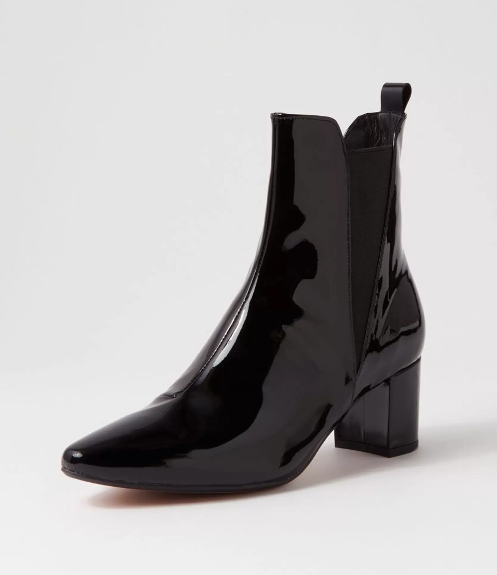 Best Sale Larlet Black Patent Leather Chelsea Boots Women Ankle Boots