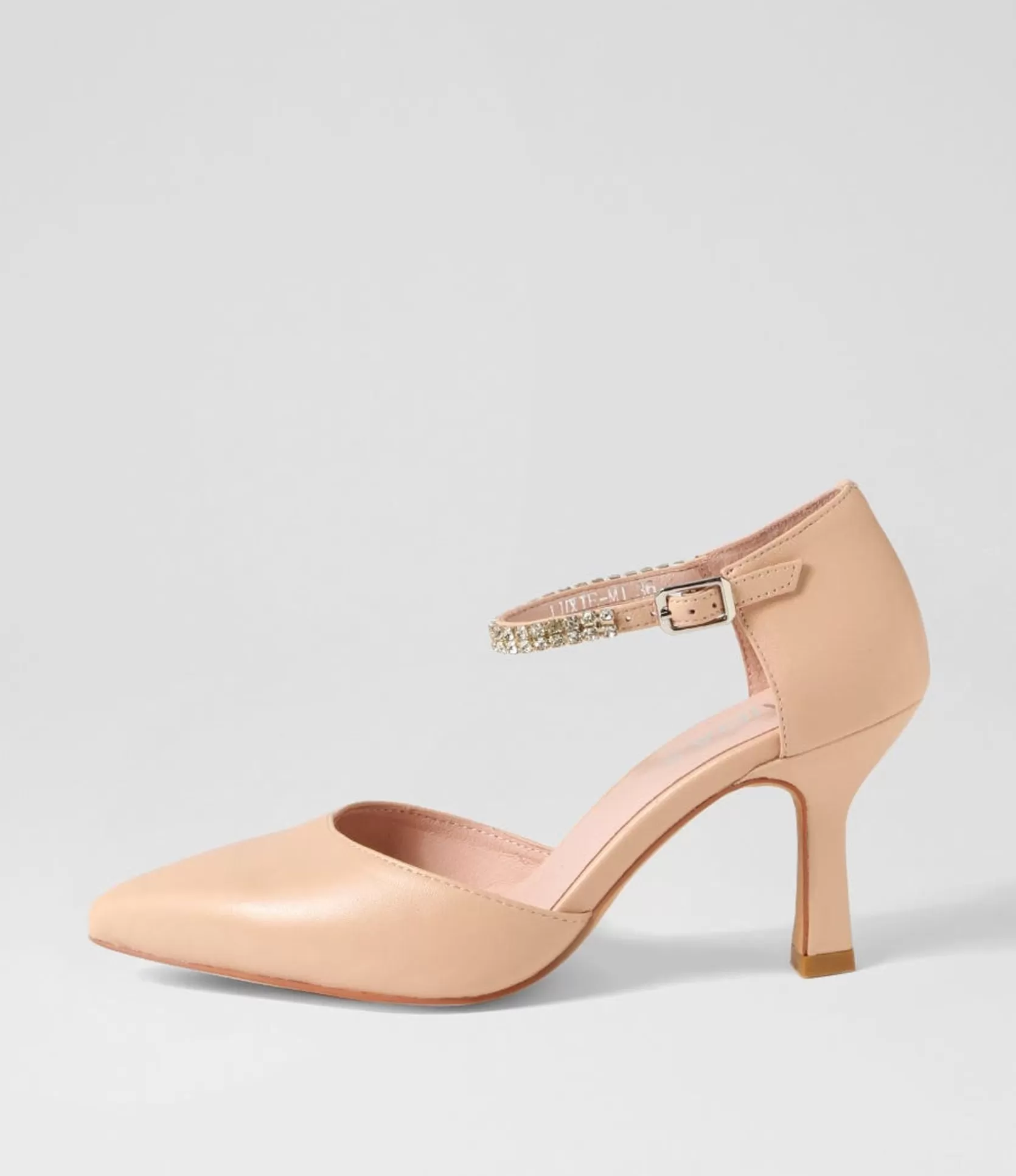 Cheap Luxie Dark Nude Silver Leather Jewels Heels Women Heels