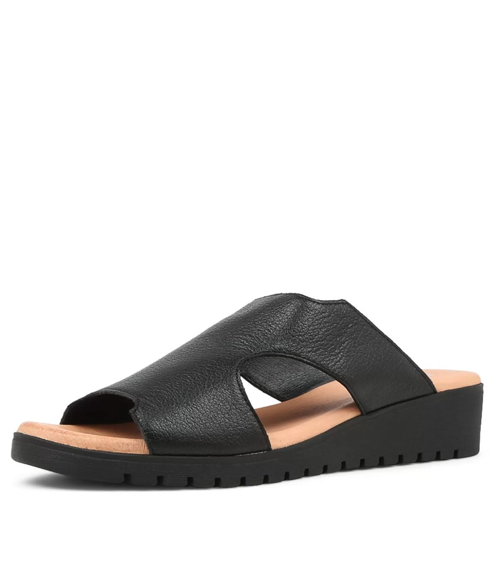 Cheap Macey Black Leather Slides Bs Women Sandals