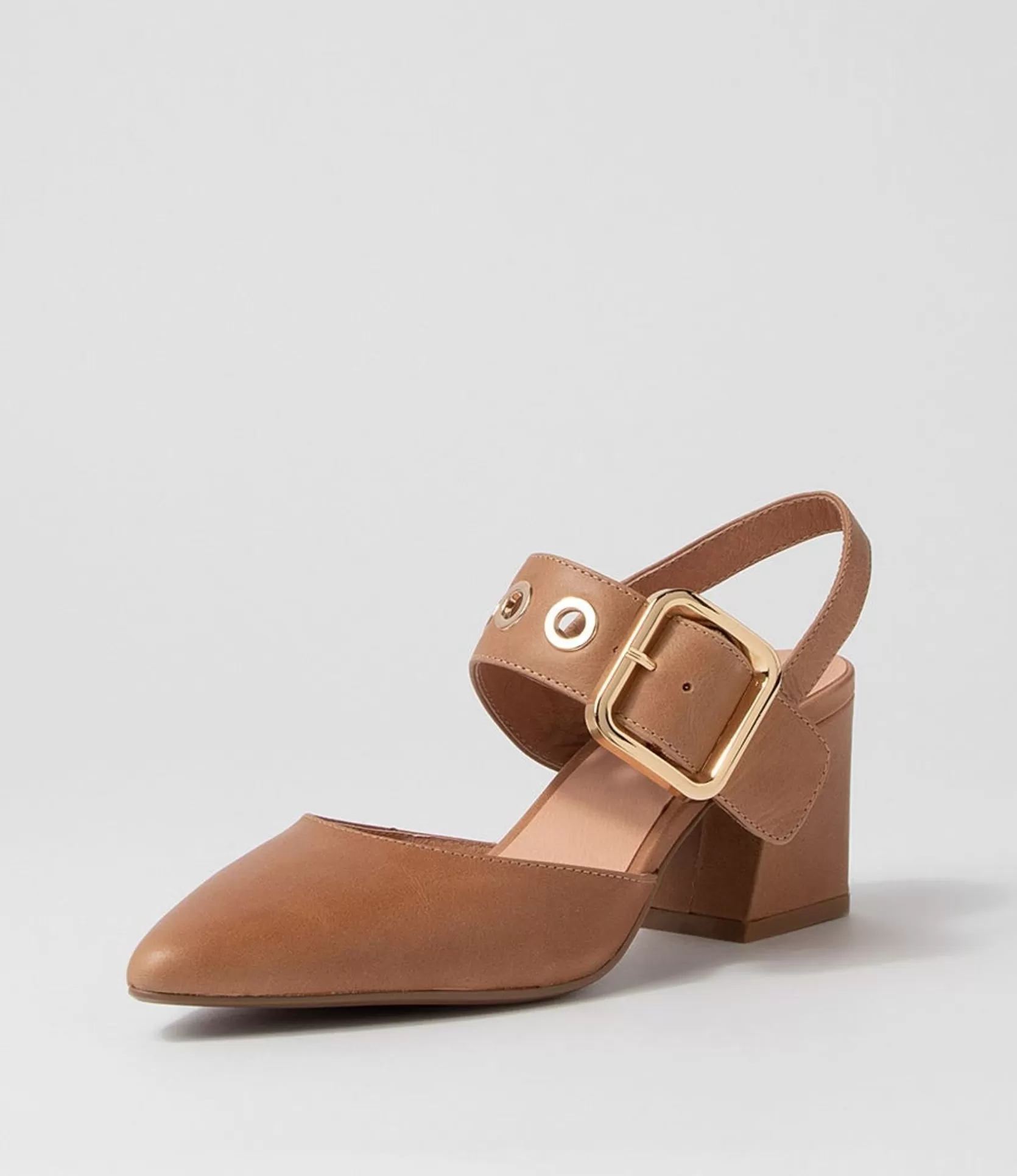Cheap Maddox Tan Leather Heels Women Heels