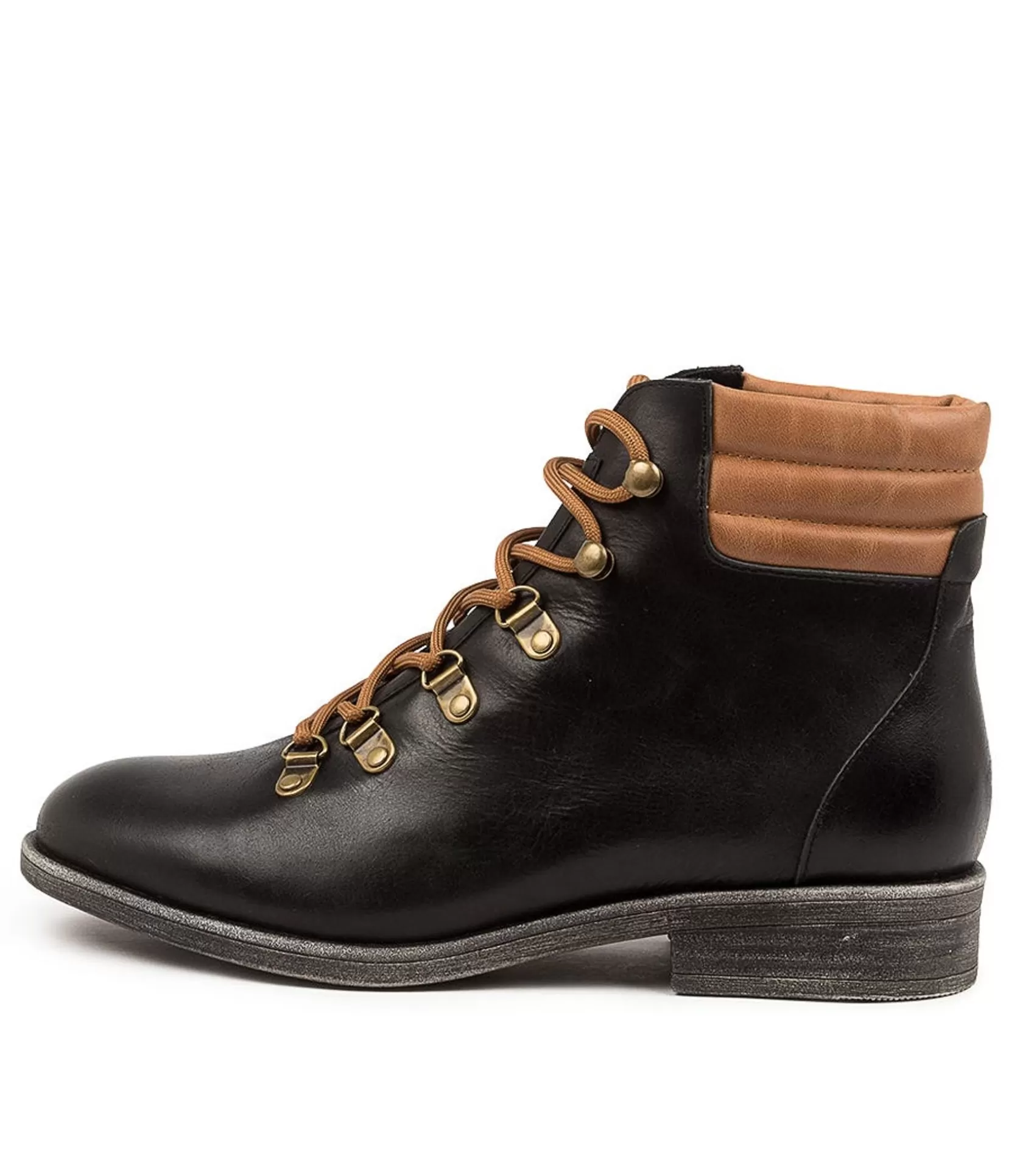 Store Maison Black-Tan Leather Women Ankle Boots
