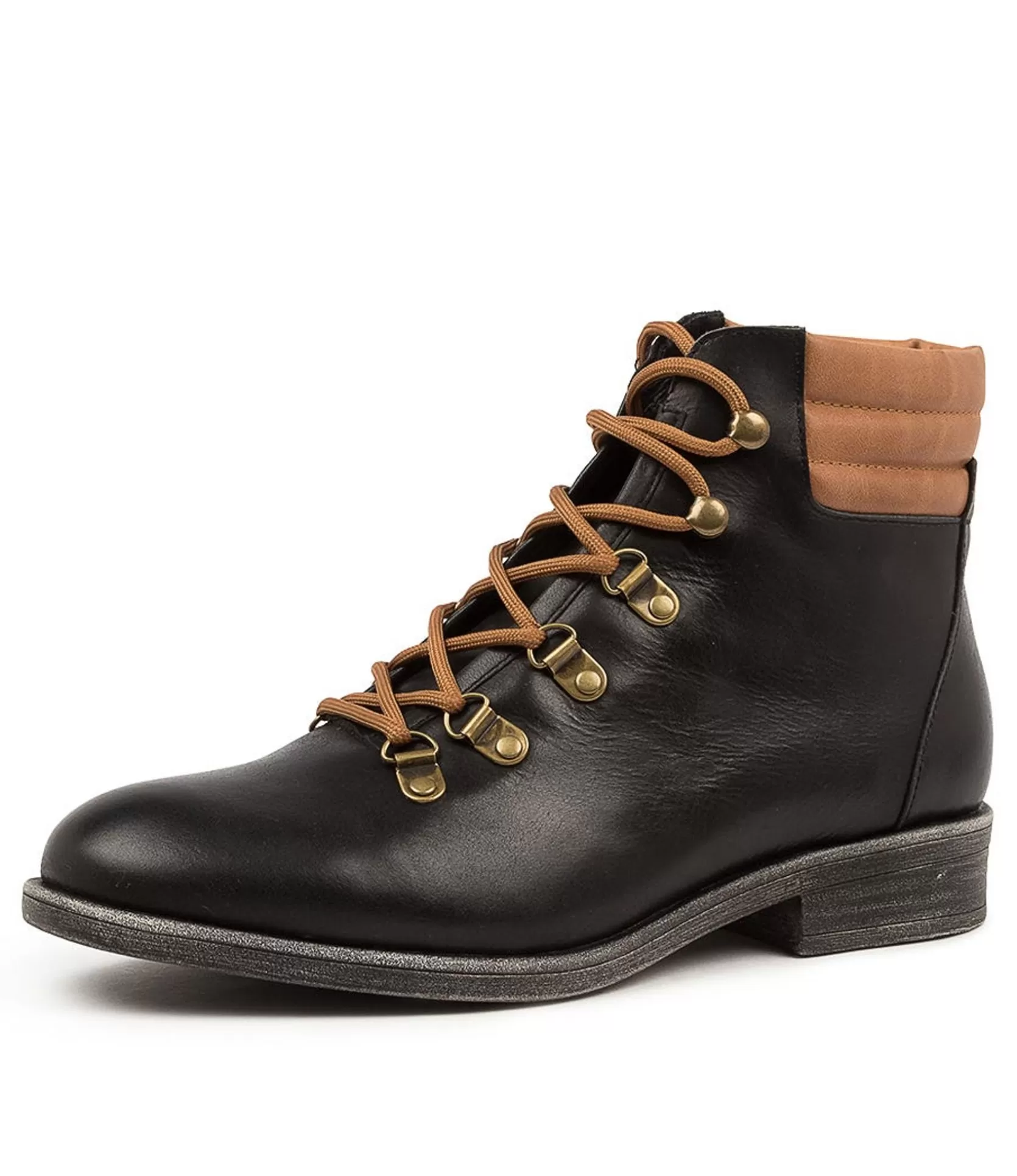 Store Maison Black-Tan Leather Women Ankle Boots