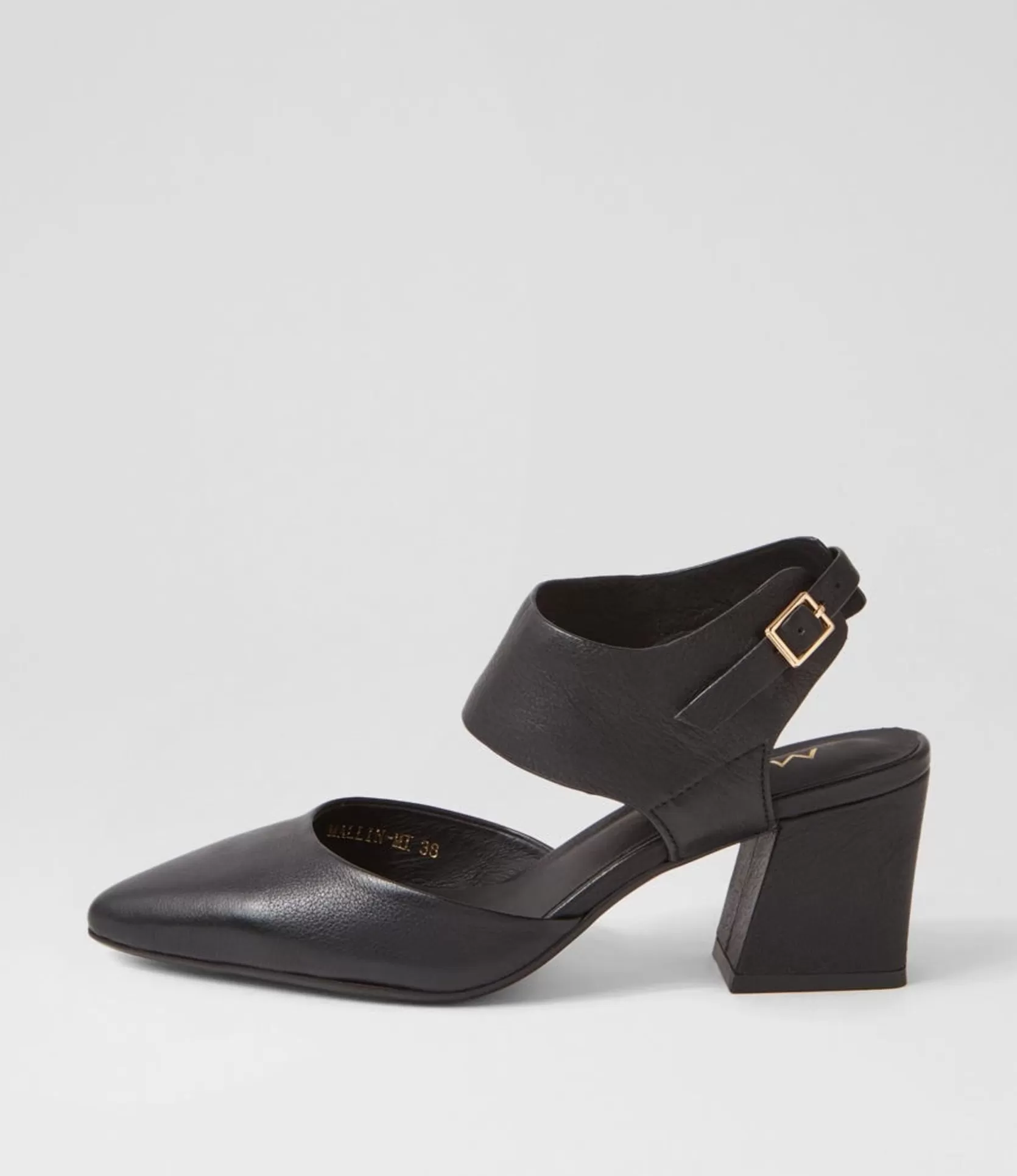 Best Sale Mallin Black Leather Heels Women Heels