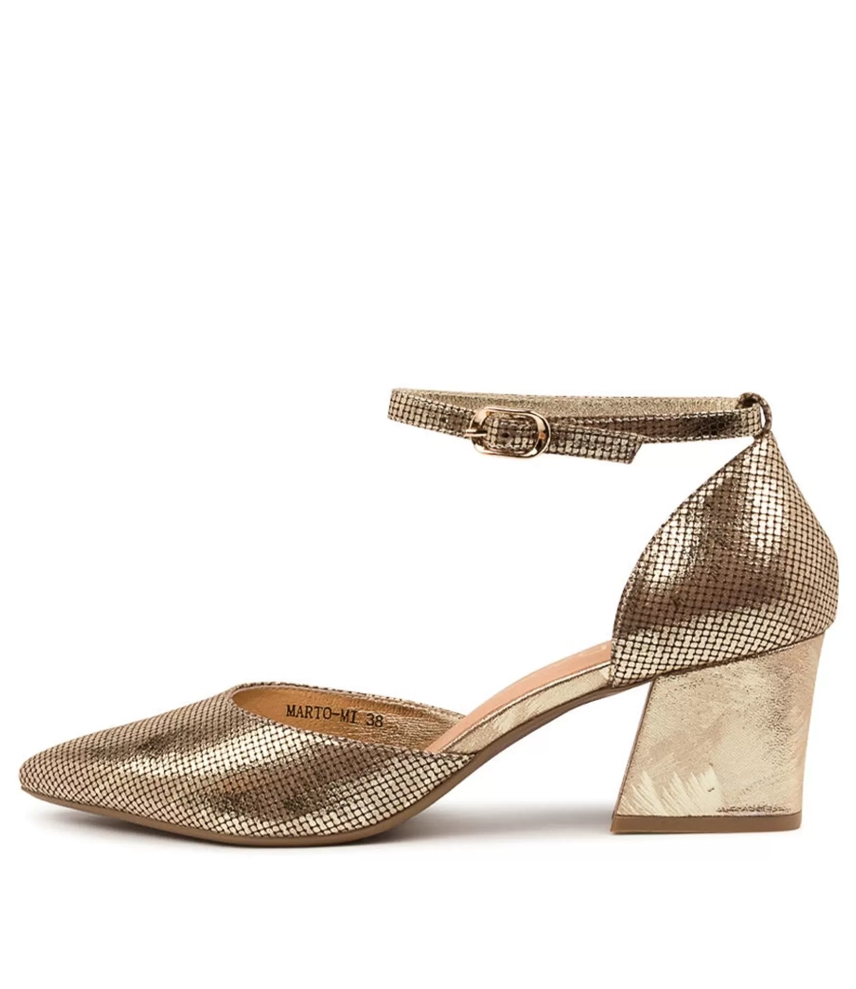 Best Marto Old Gold Leather Women Heels