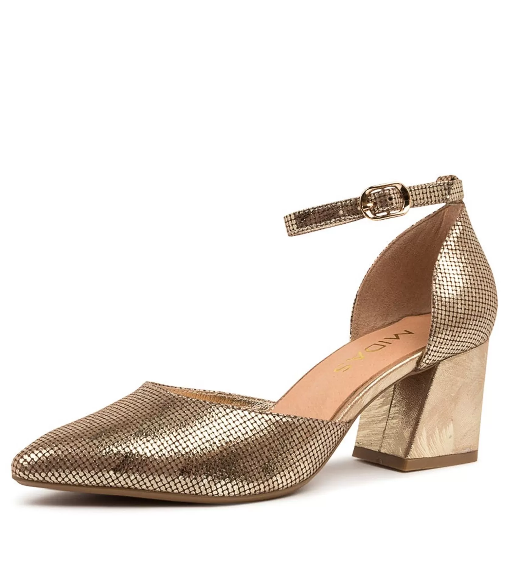 Best Marto Old Gold Leather Women Heels