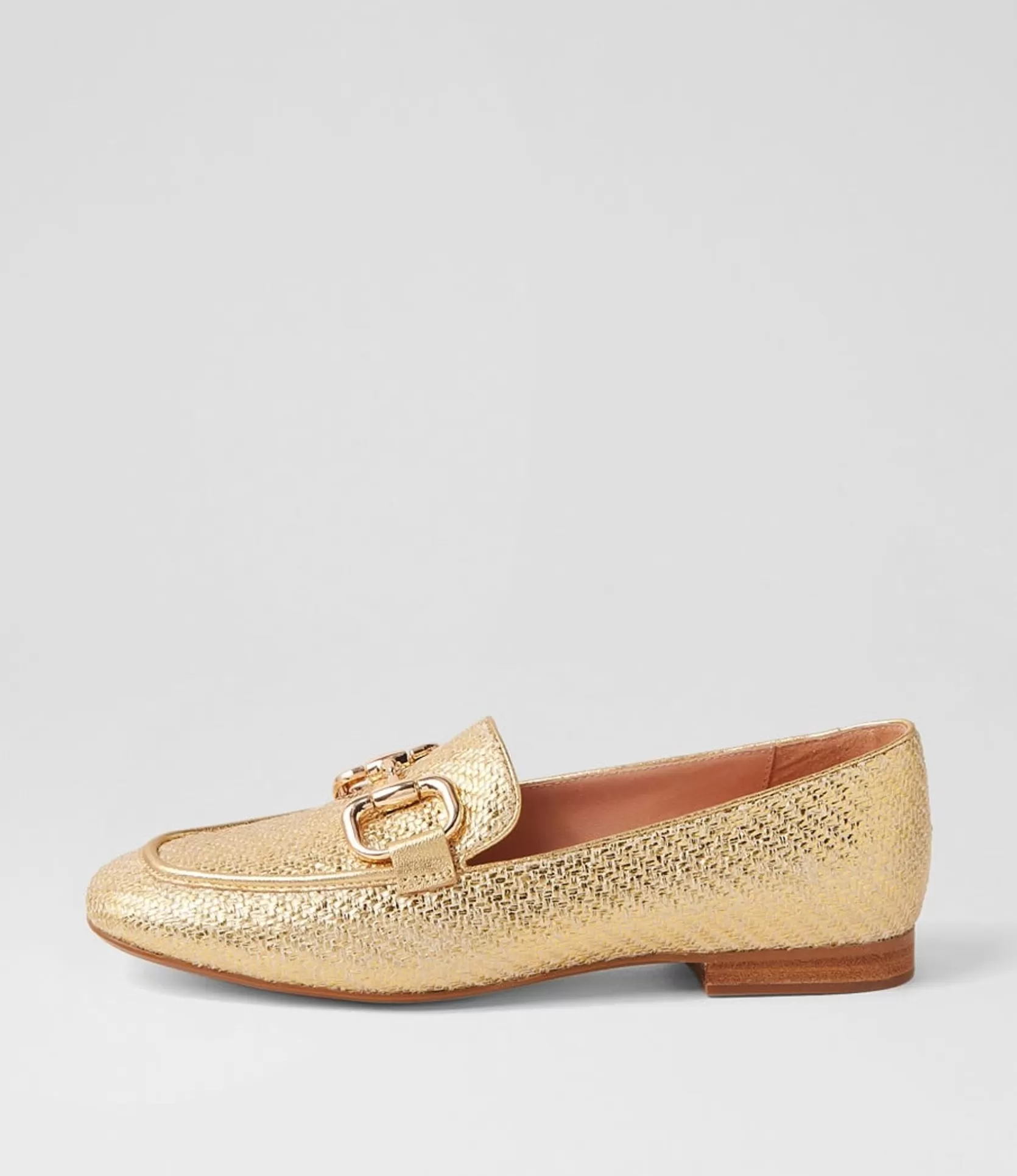 Outlet Masun Gold Synthetic Raffia Leather Loafers Women Loafers