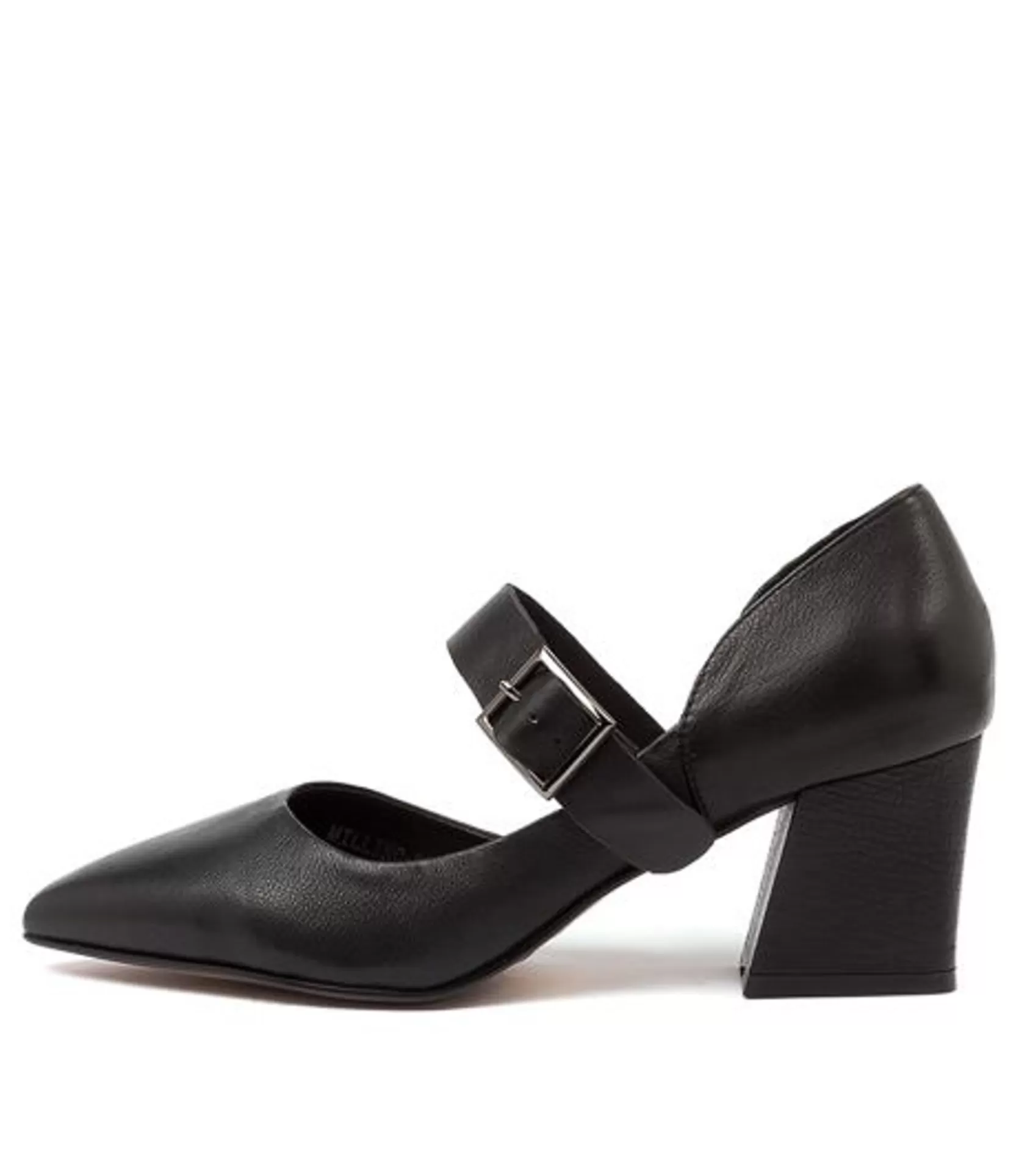 Cheap Matcha Black Leather Women Heels