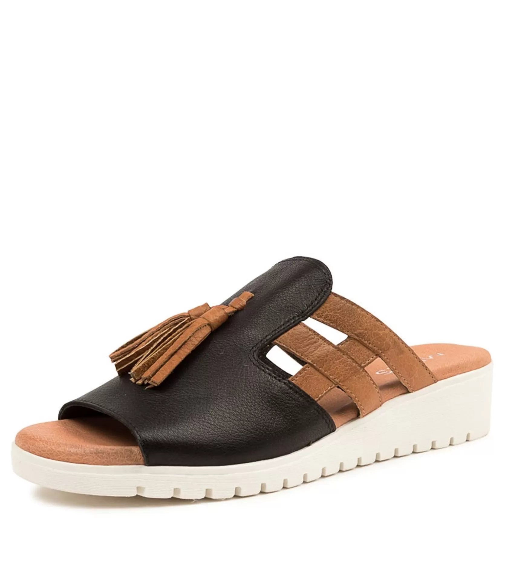 Best Sale Mazza Black-Tan Leather Women Sandals