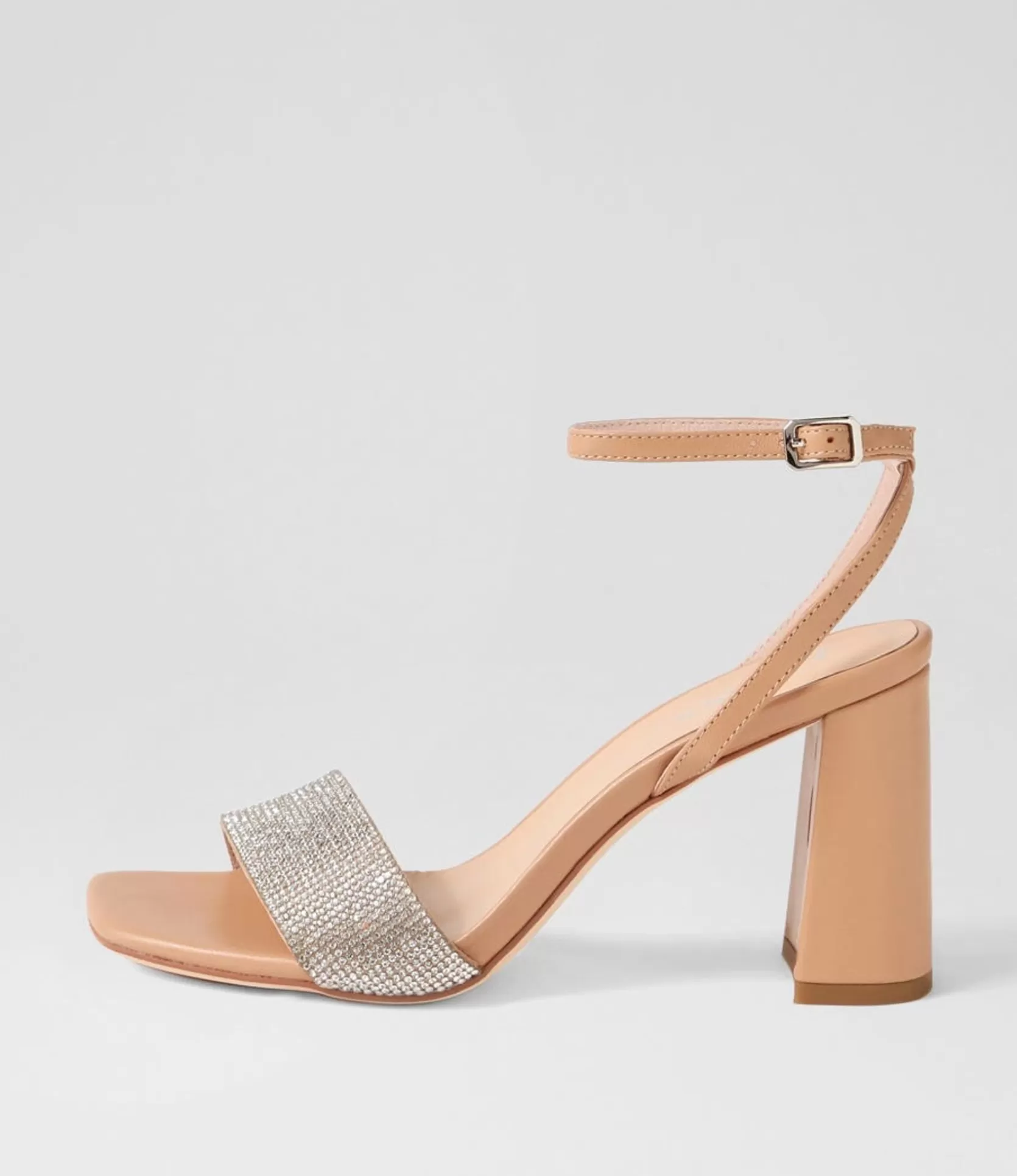 Cheap Memms Nude Silver Jewels Leather Sandals Women Heels
