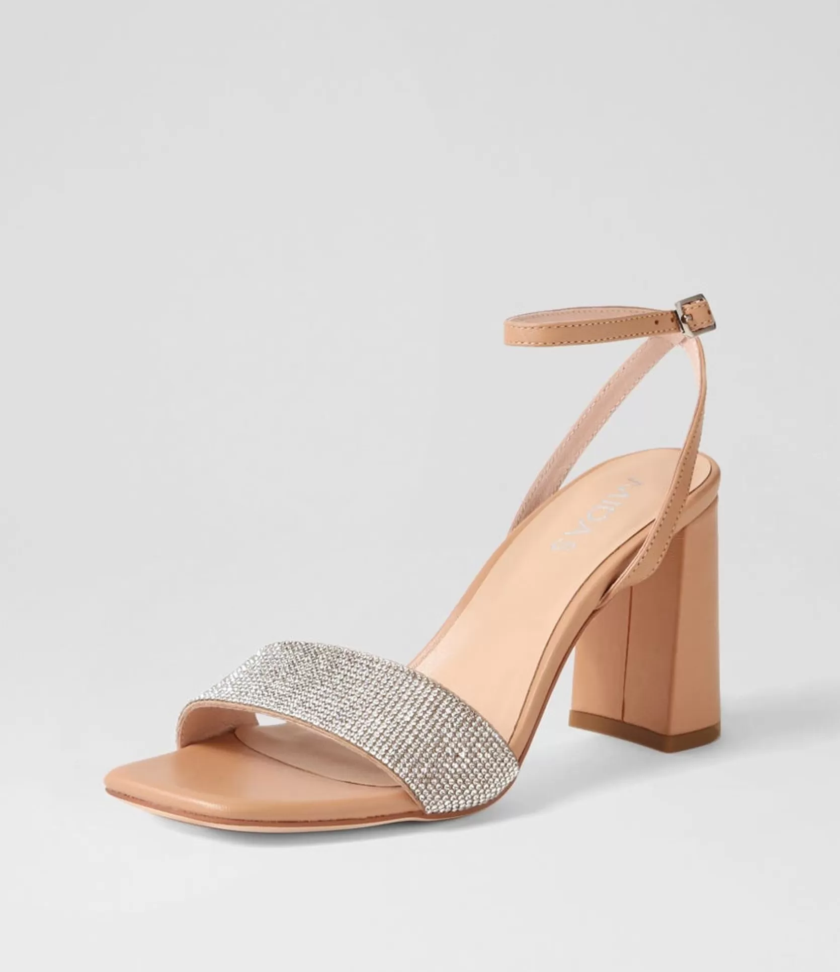 Cheap Memms Nude Silver Jewels Leather Sandals Women Heels