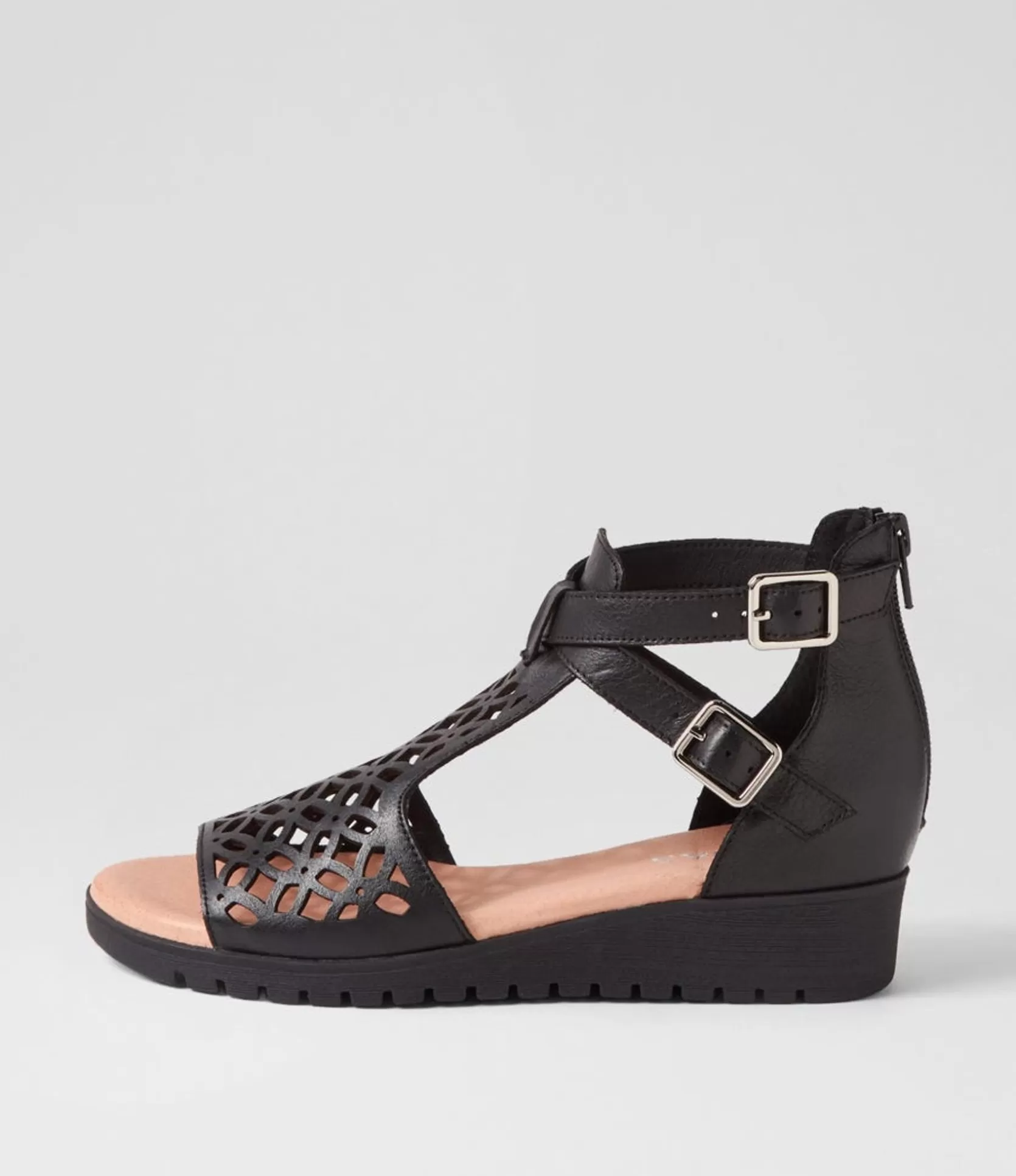 Best Sale Milos Black Leather Sandals Women Flats