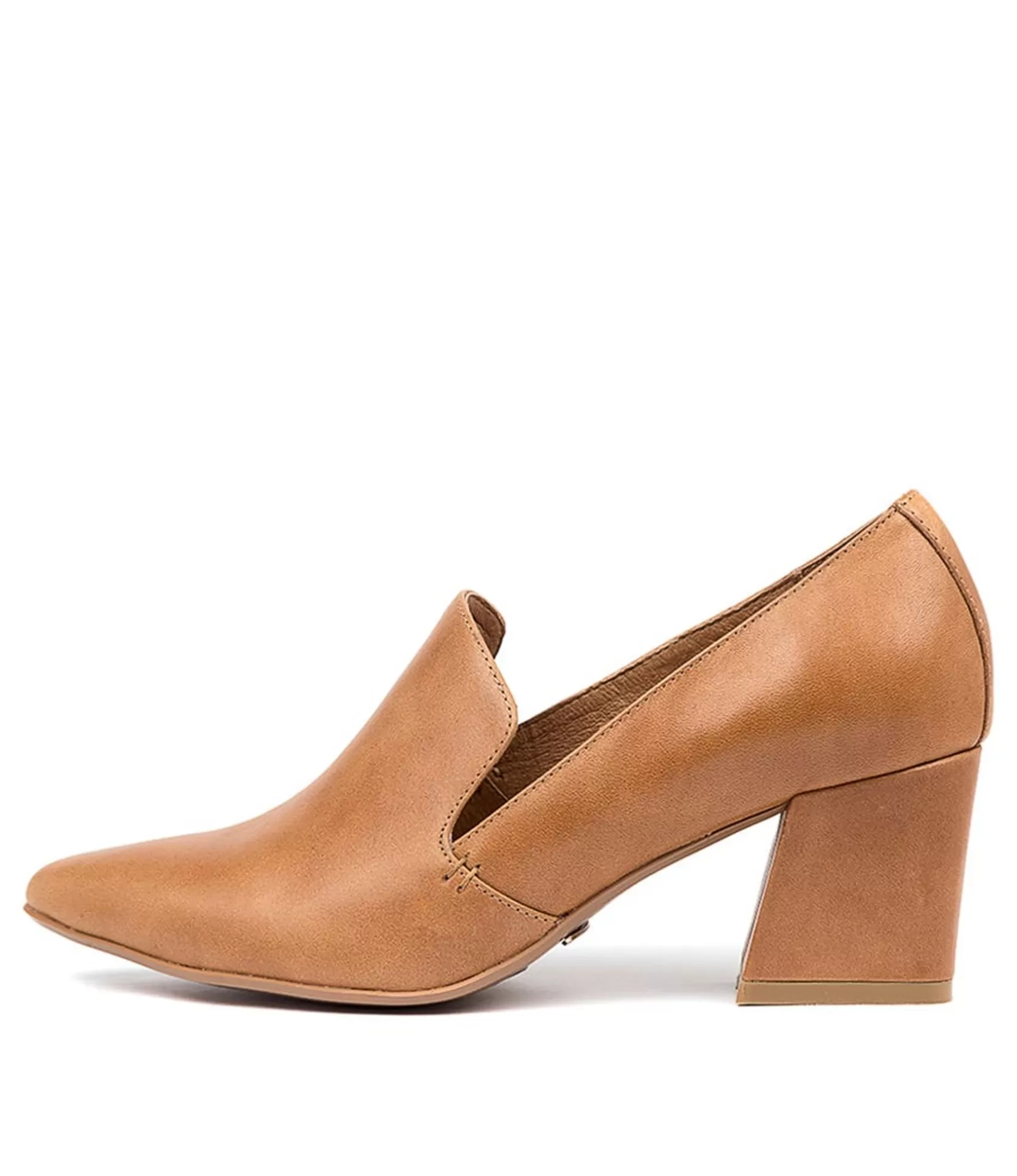 Cheap Mimics Tan Leather Women Heels