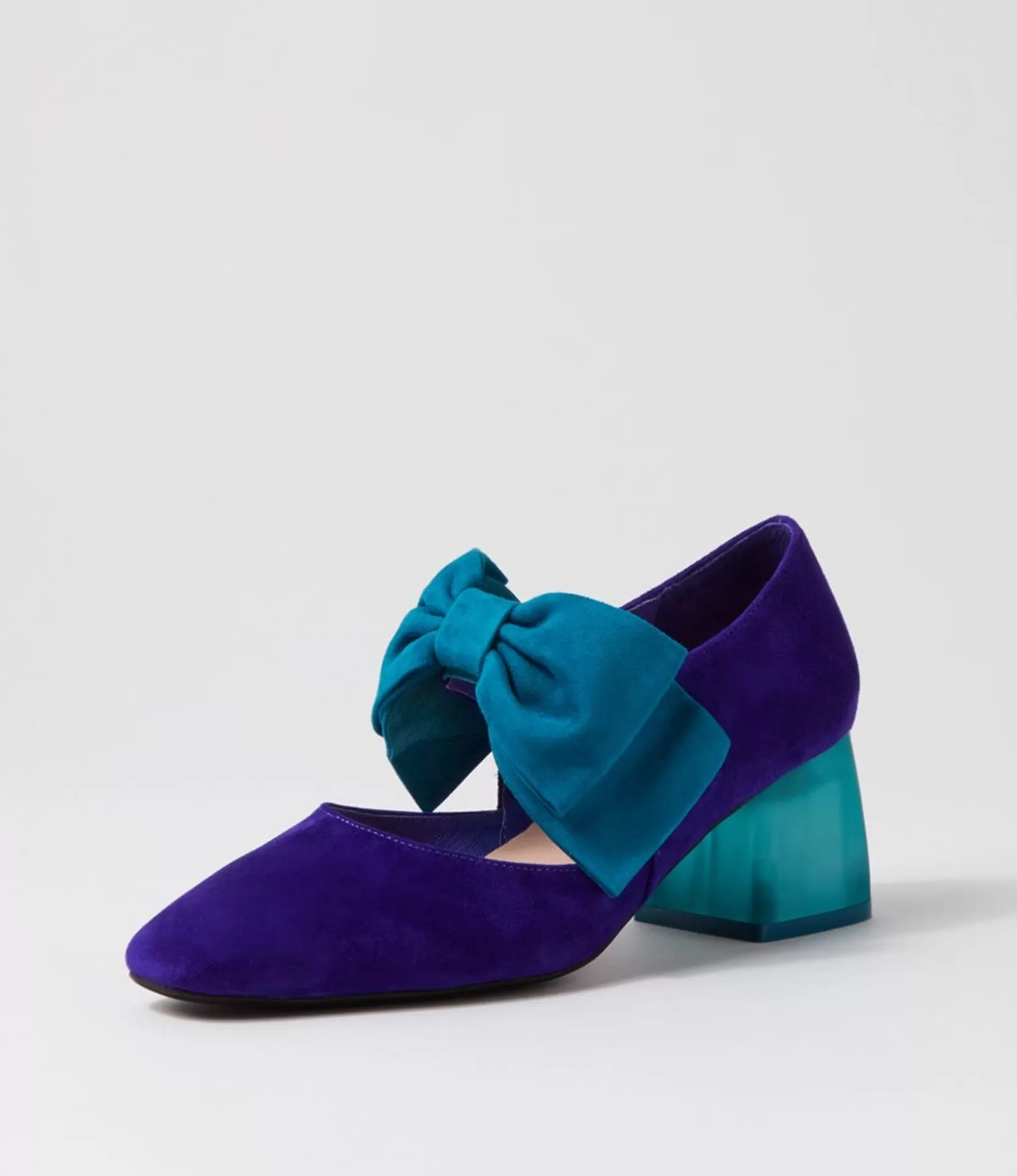 Shop Mischa Purple Turquoise Suede Heels Women Heels