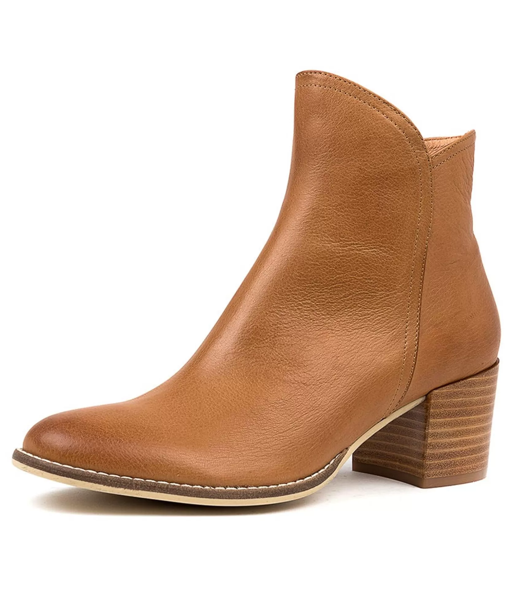 Store Mocker Tan Leather Women Ankle Boots