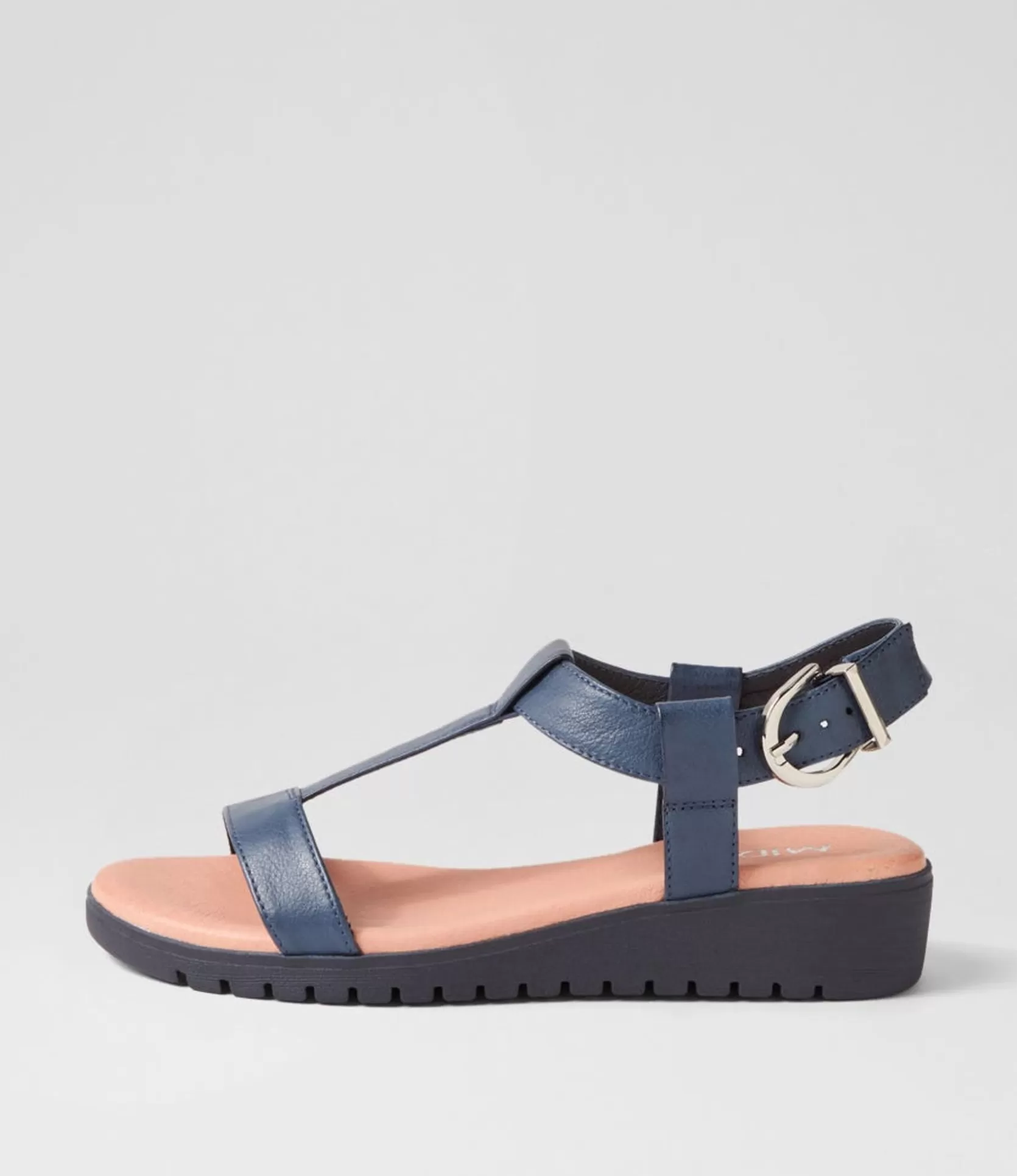 Best Moore Navy Leather Sandals Women Flats