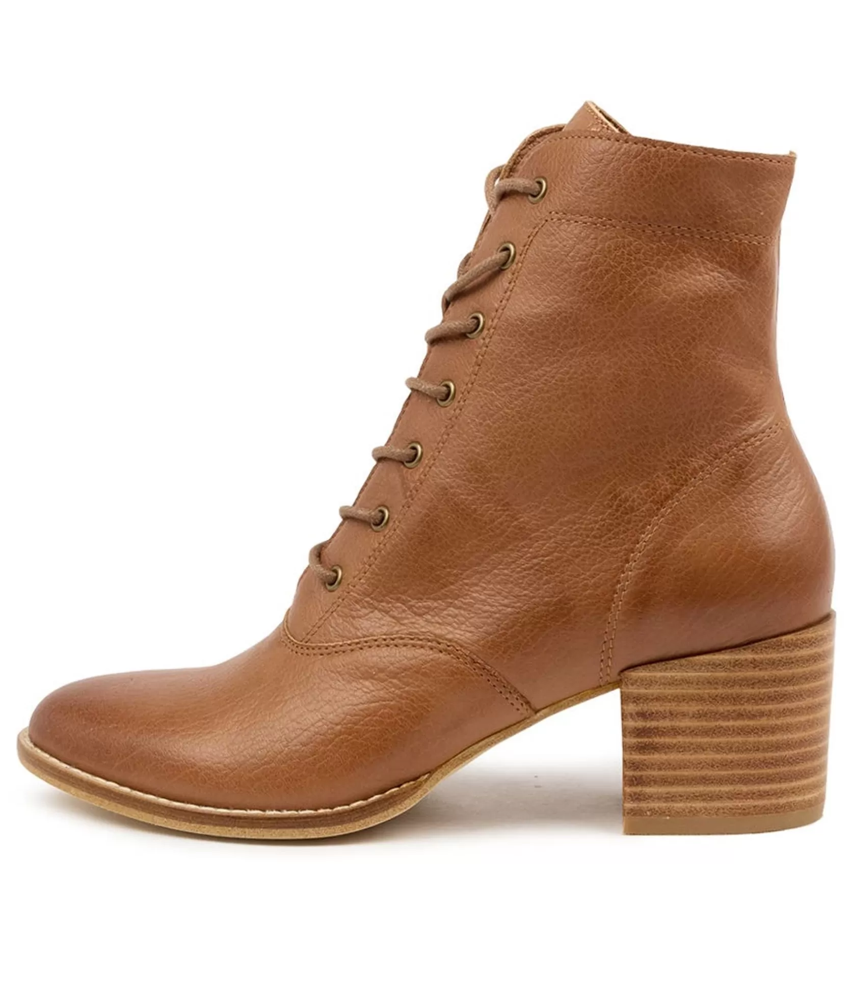 Online Mumble Cognac Leather Women Ankle Boots