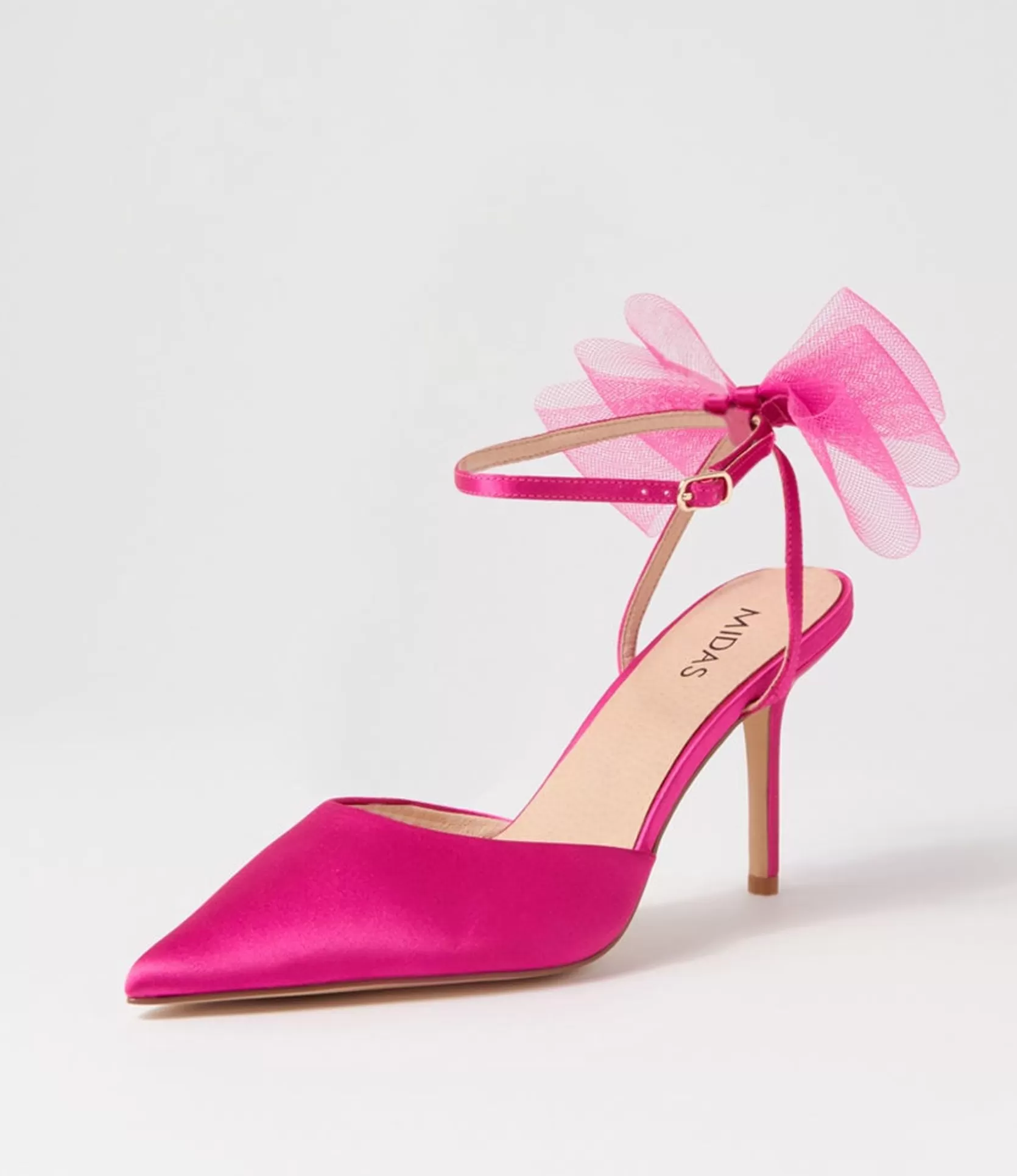 Cheap Myah Fuchsia Satin Heels Women Heels
