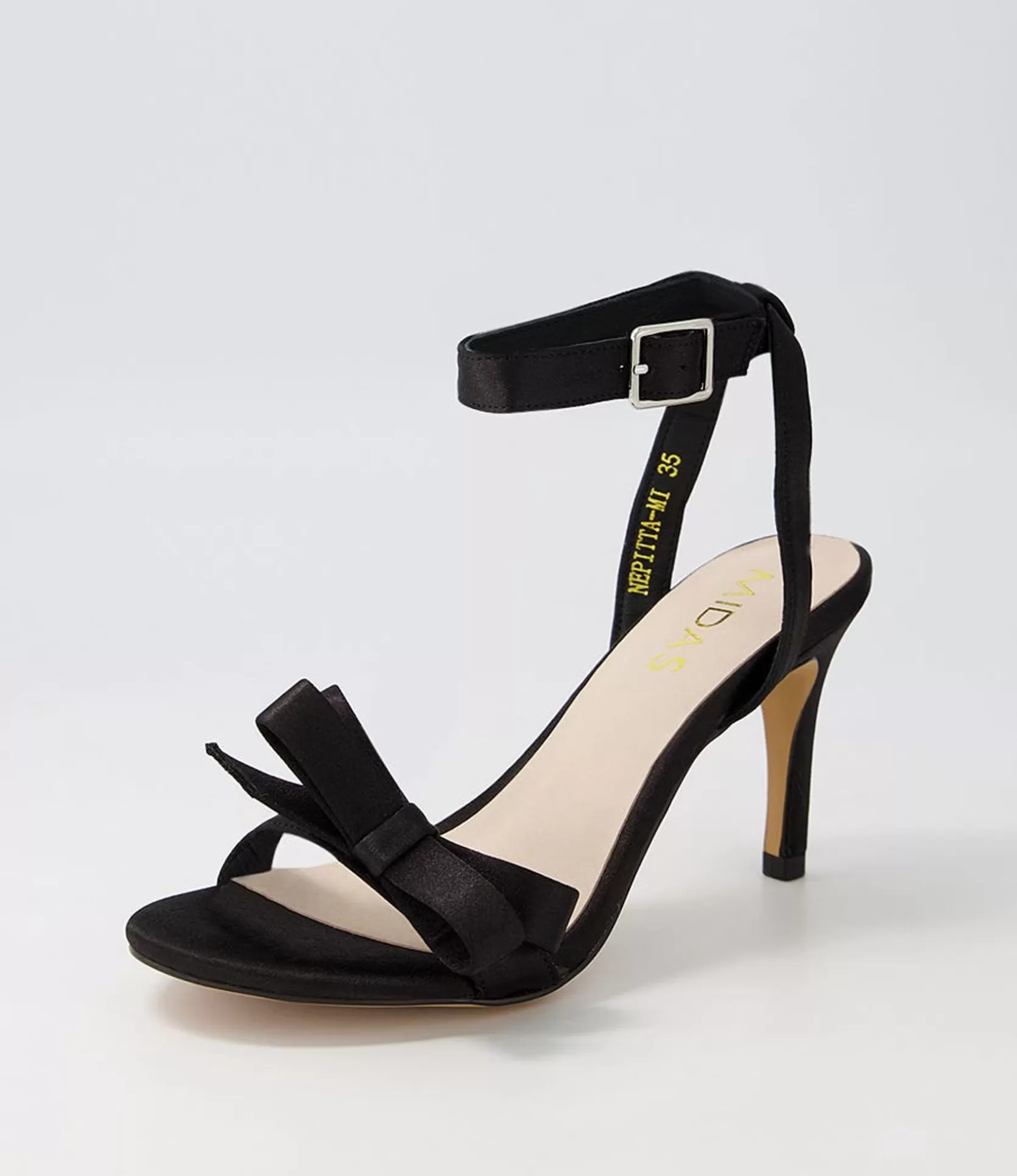 Best Sale Nepitta Black Satin Sandals Women Heels