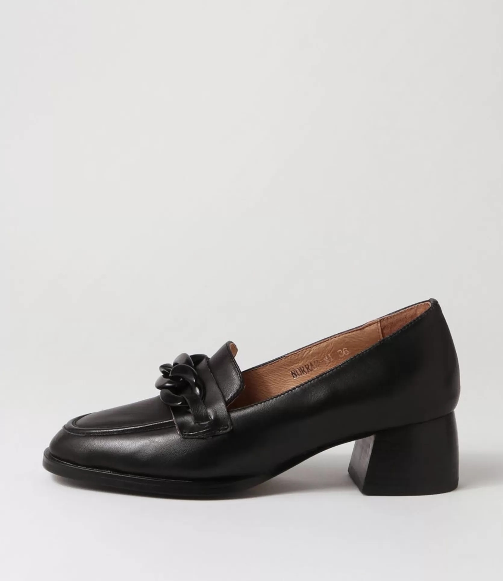 Clearance Norrah Black Leather Heels Women Loafers