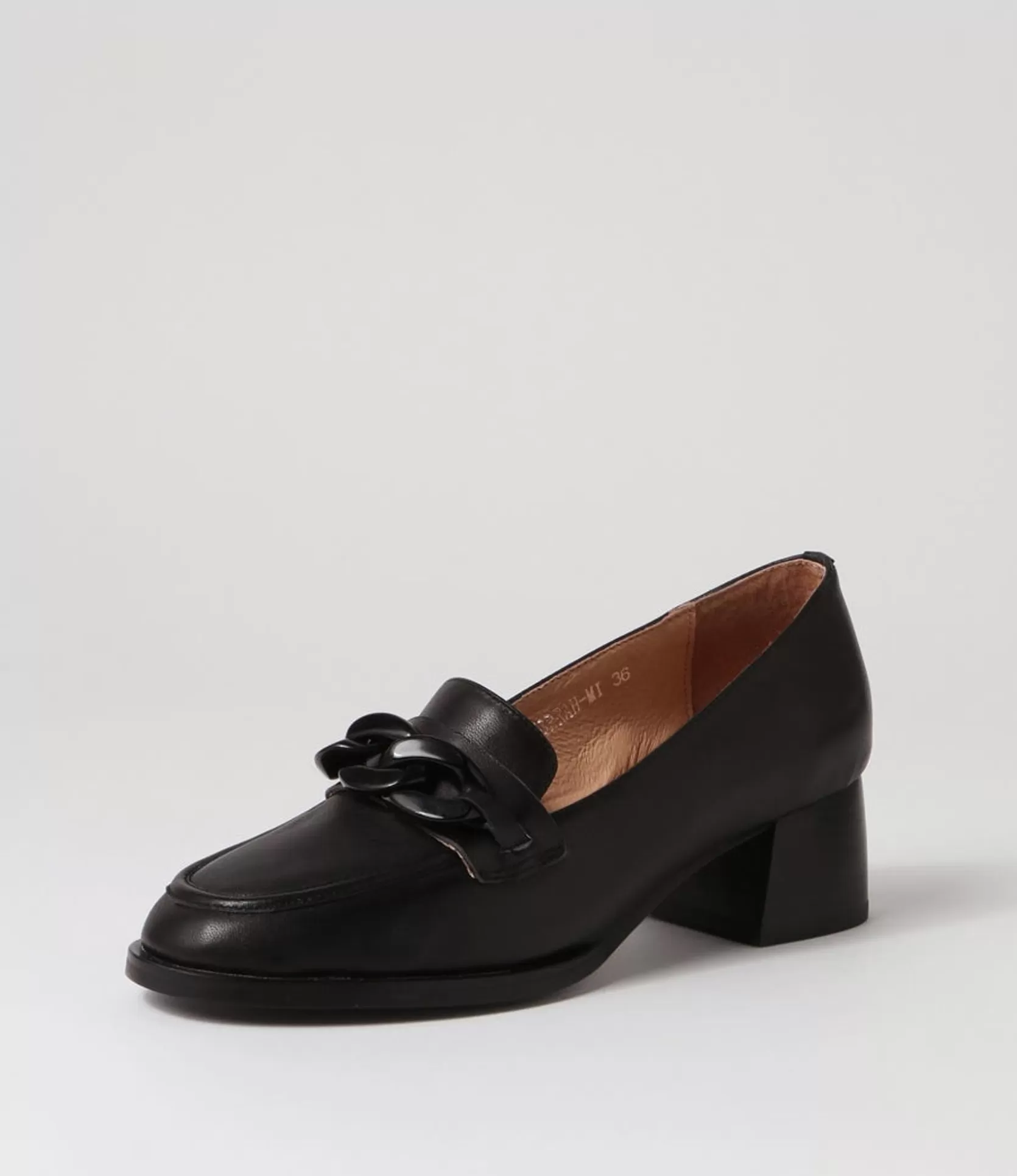 Clearance Norrah Black Leather Heels Women Loafers