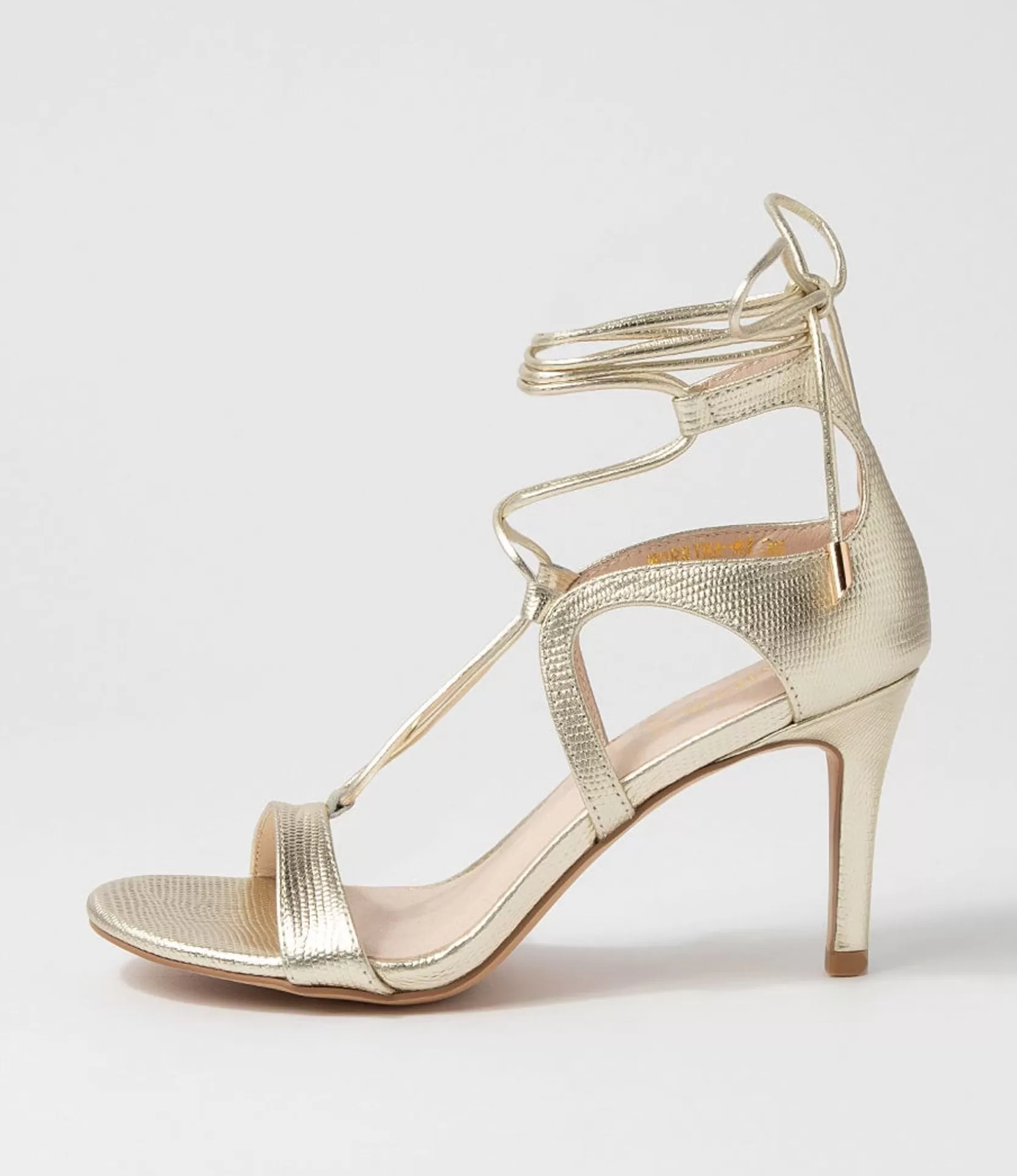 Best Norrina Pale Gold Lizard Leather Sandals Women Heels