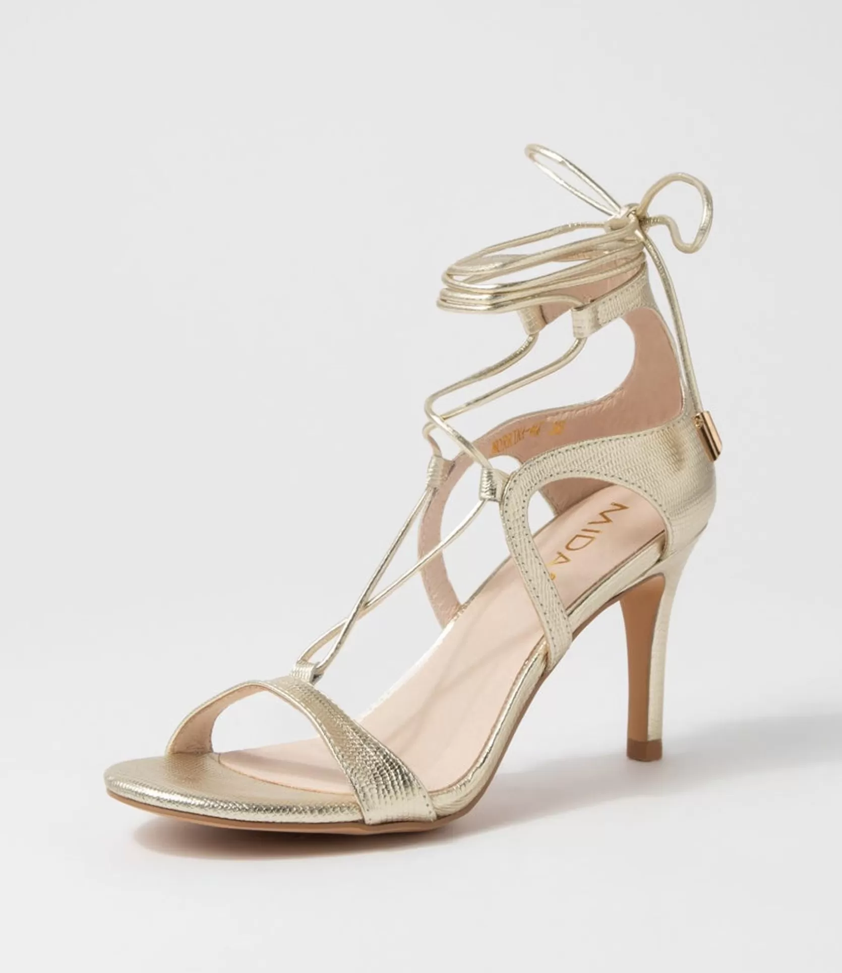 Best Norrina Pale Gold Lizard Leather Sandals Women Heels