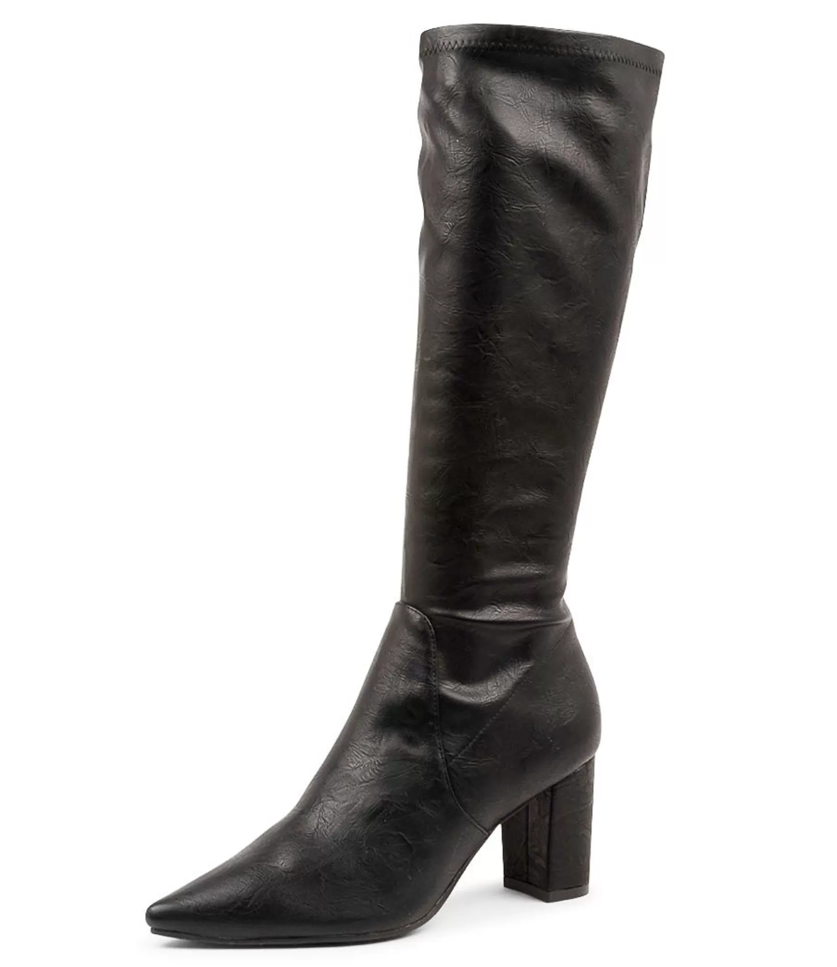 Discount Nyla Black Stretch Smooth Women Boots