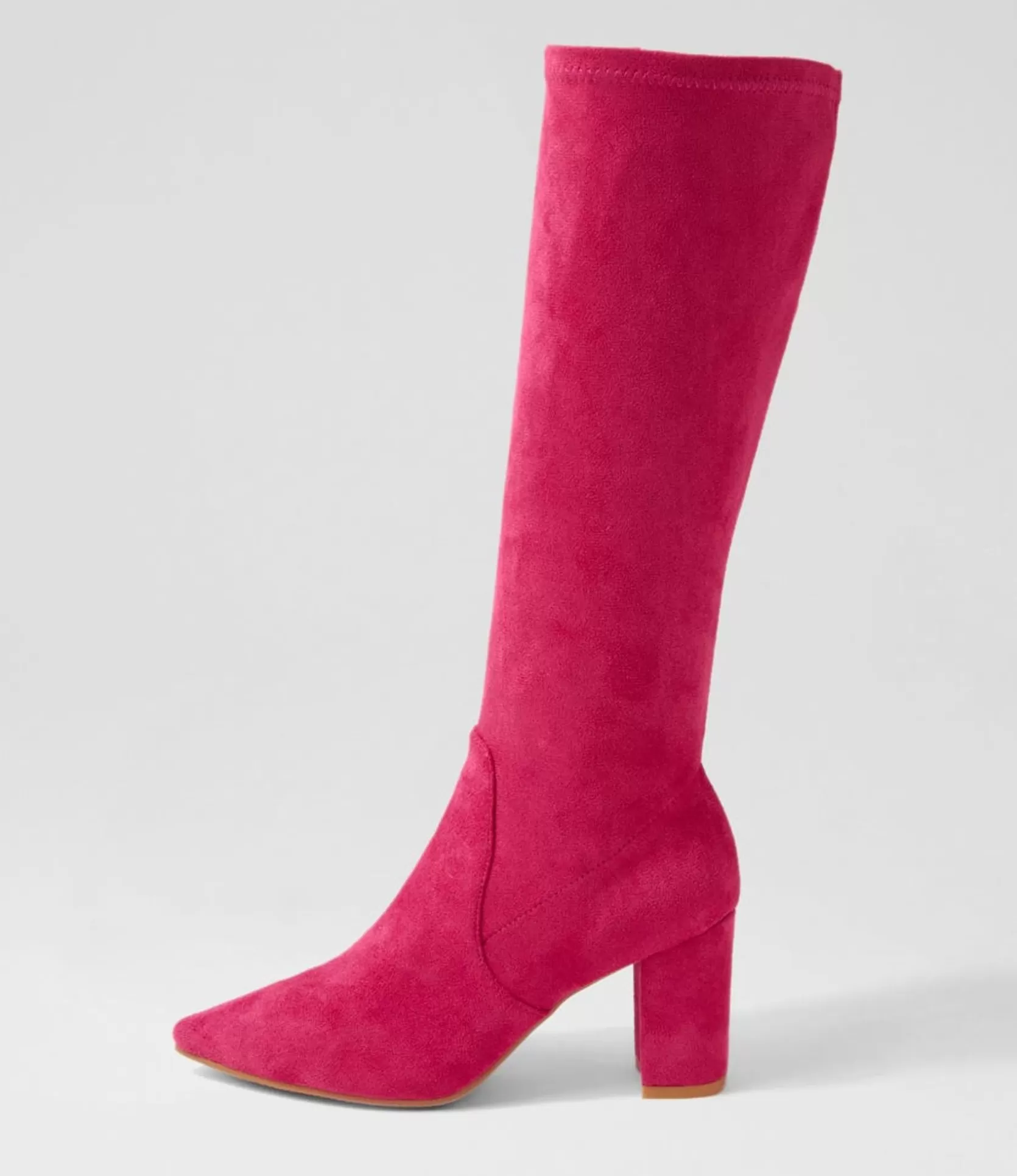 Online Nyla Hot Pink Stretch Microsuede Knee High Boots Women Boots