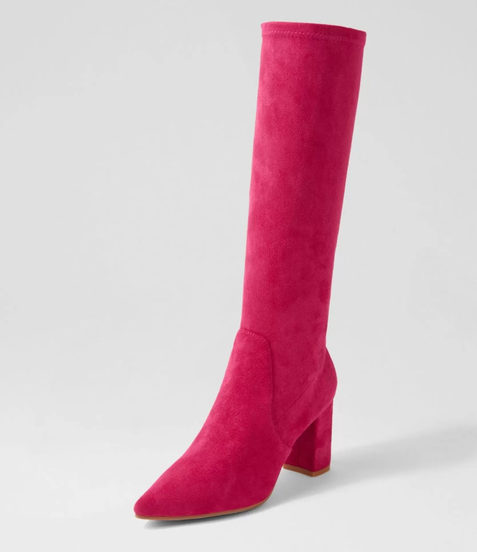 Online Nyla Hot Pink Stretch Microsuede Knee High Boots Women Boots