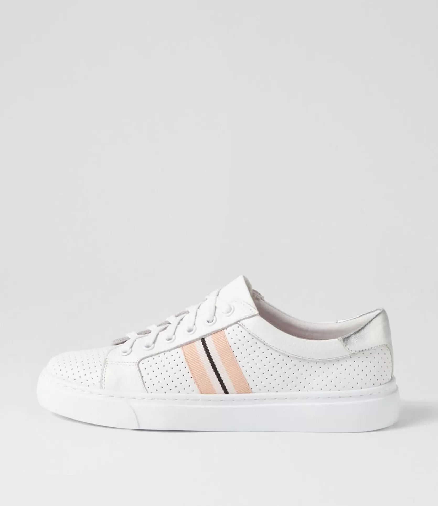 Clearance Oliane White Silver Leather Sneakers Women Sneakers