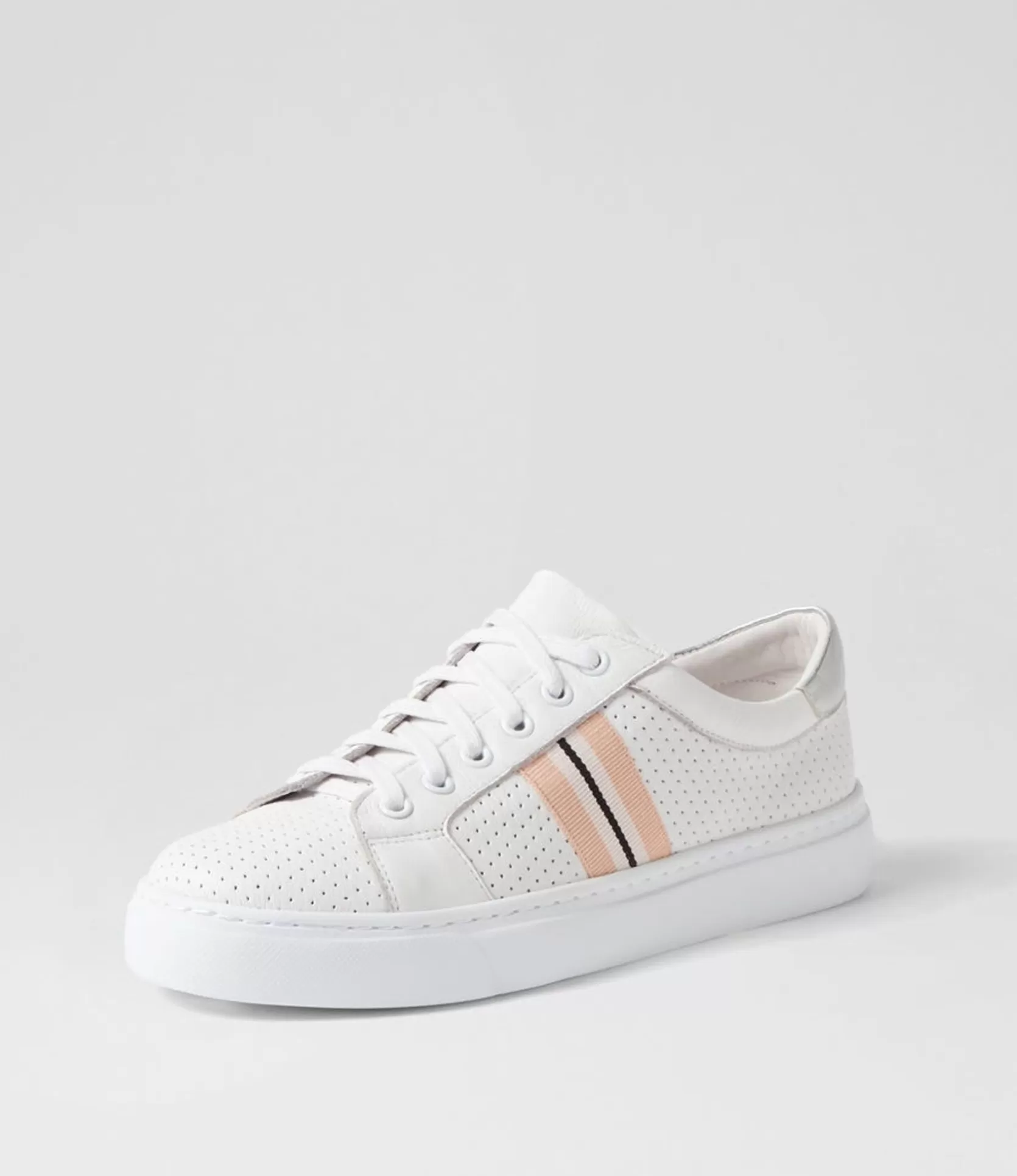 Clearance Oliane White Silver Leather Sneakers Women Sneakers