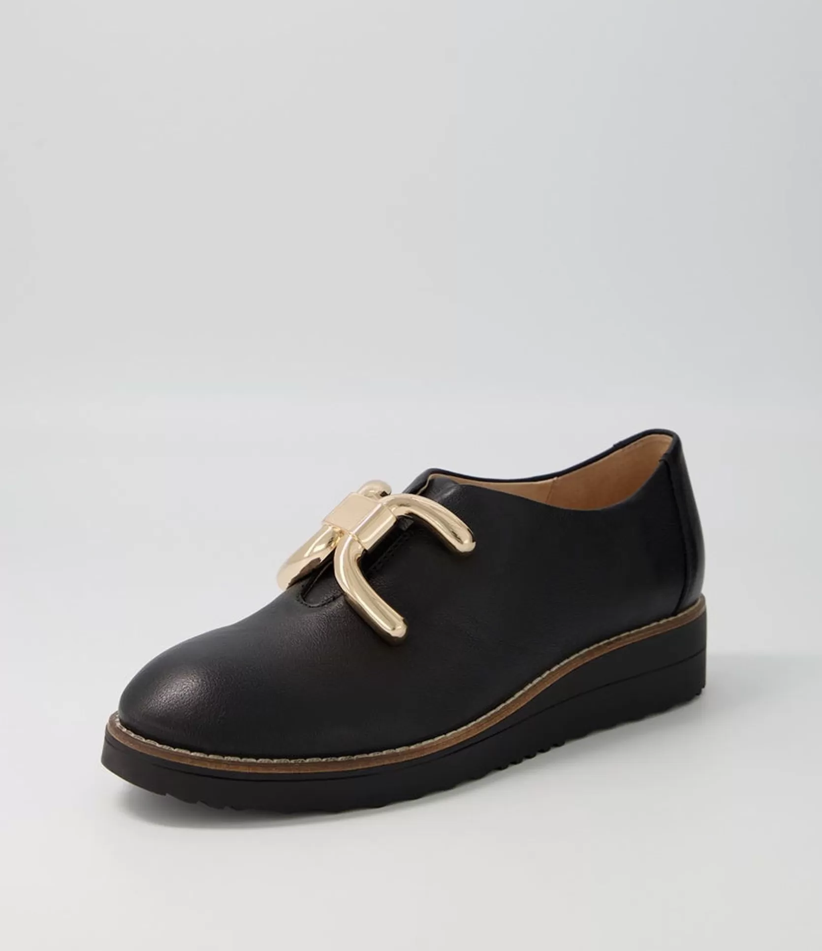 Store Opar Black Leather Flat Shoes Women Flats