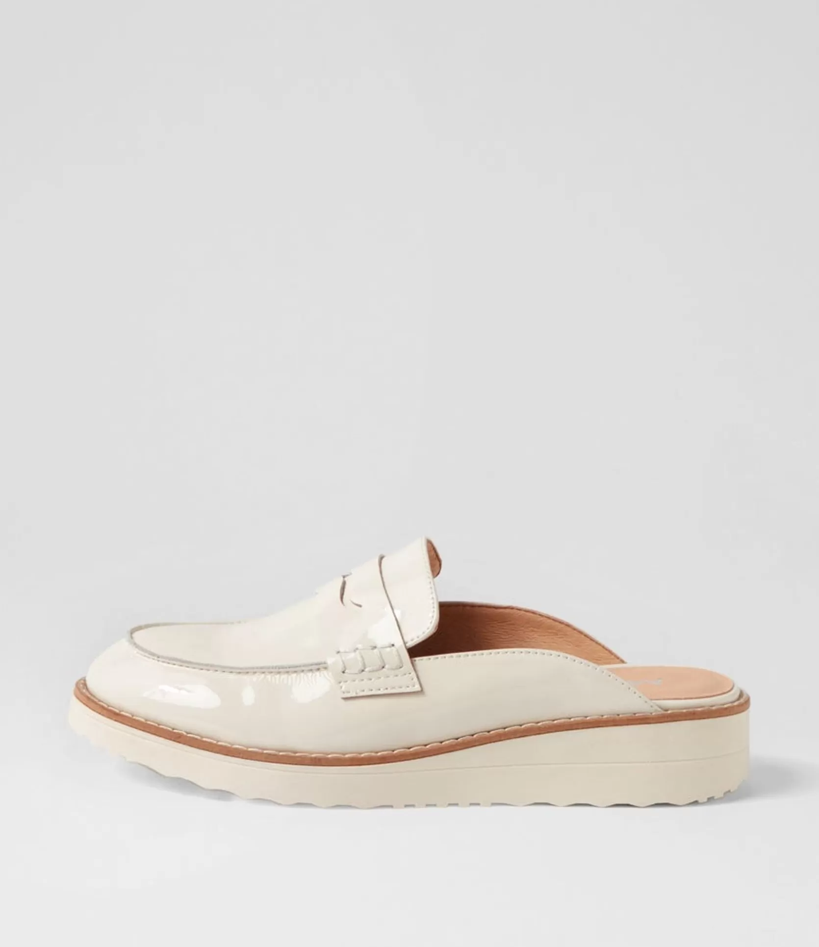Shop Osem Ivory Patent Leather Mules Women Flats