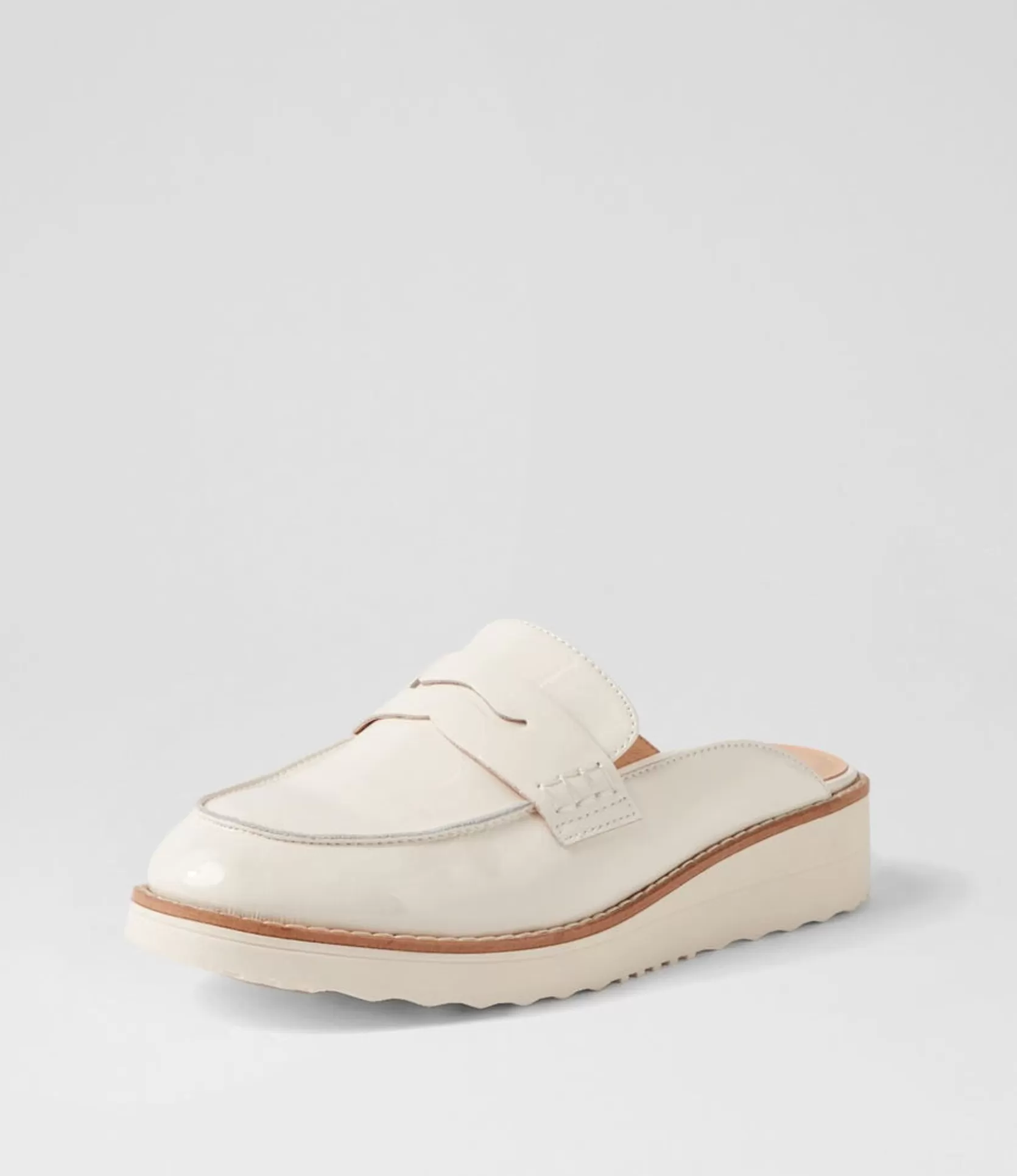 Shop Osem Ivory Patent Leather Mules Women Flats
