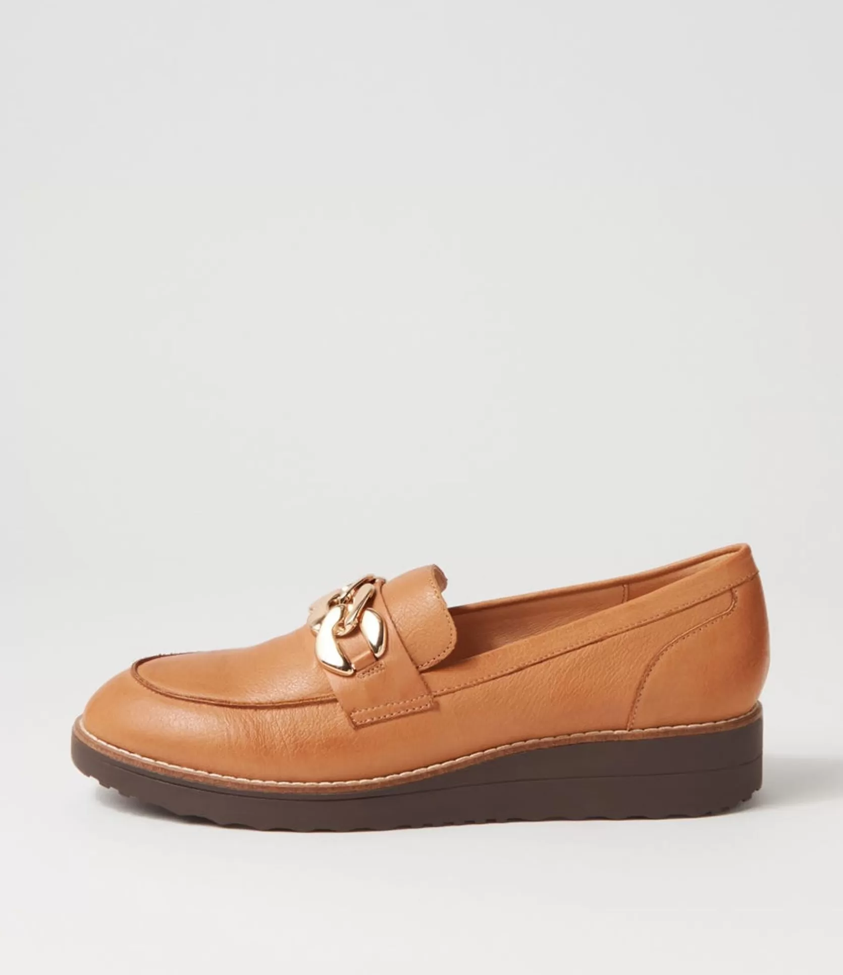 Clearance Osie Dark Tan Choc Leather Loafers Women Loafers