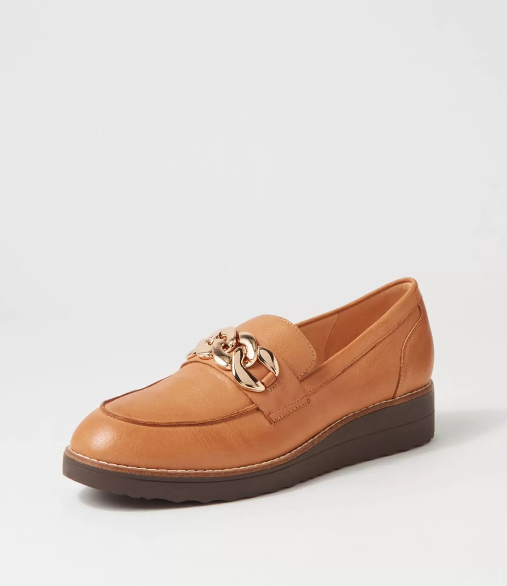 Clearance Osie Dark Tan Choc Leather Loafers Women Loafers