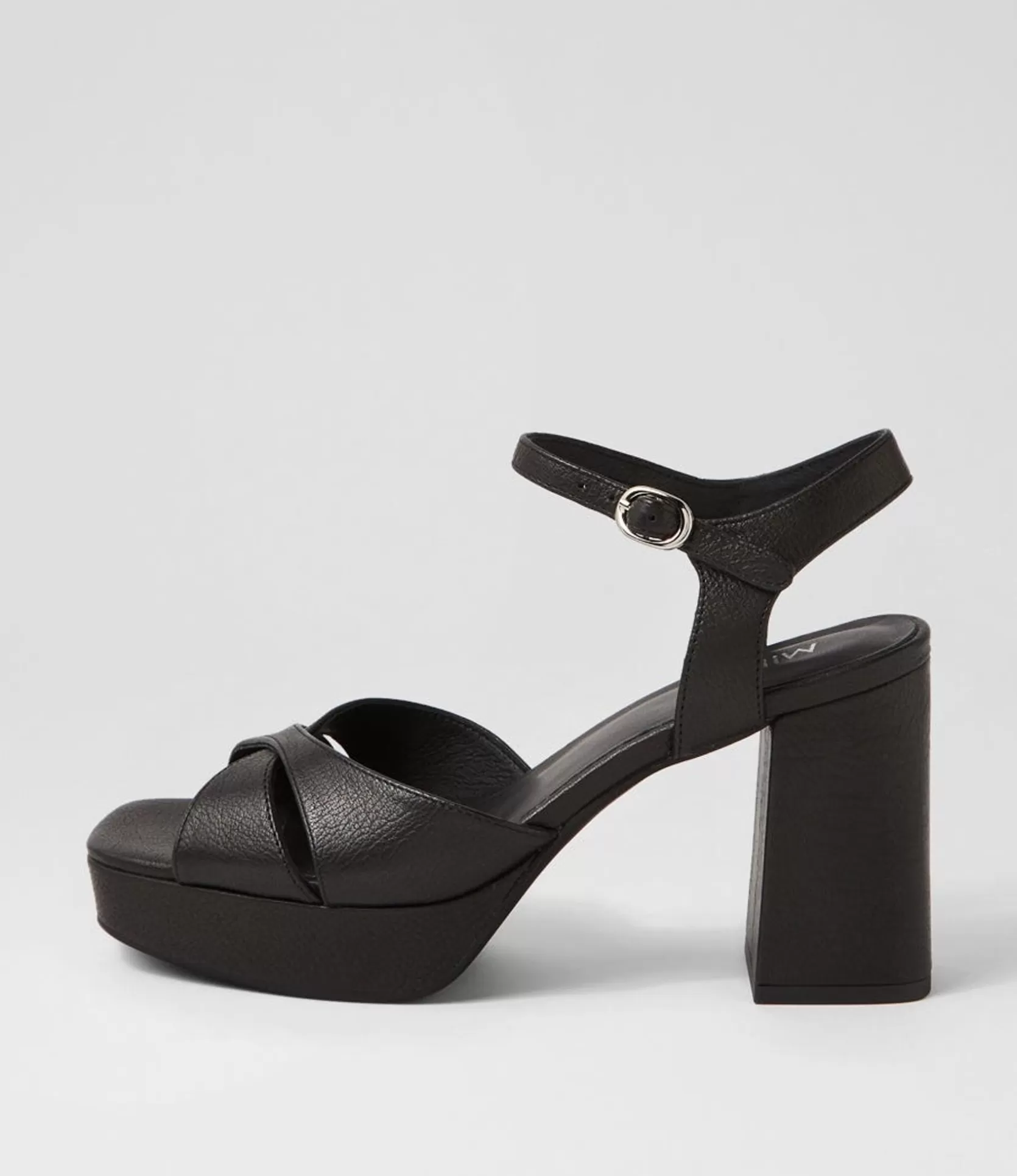 Best Peonala Black Leather Sandals Women Heels
