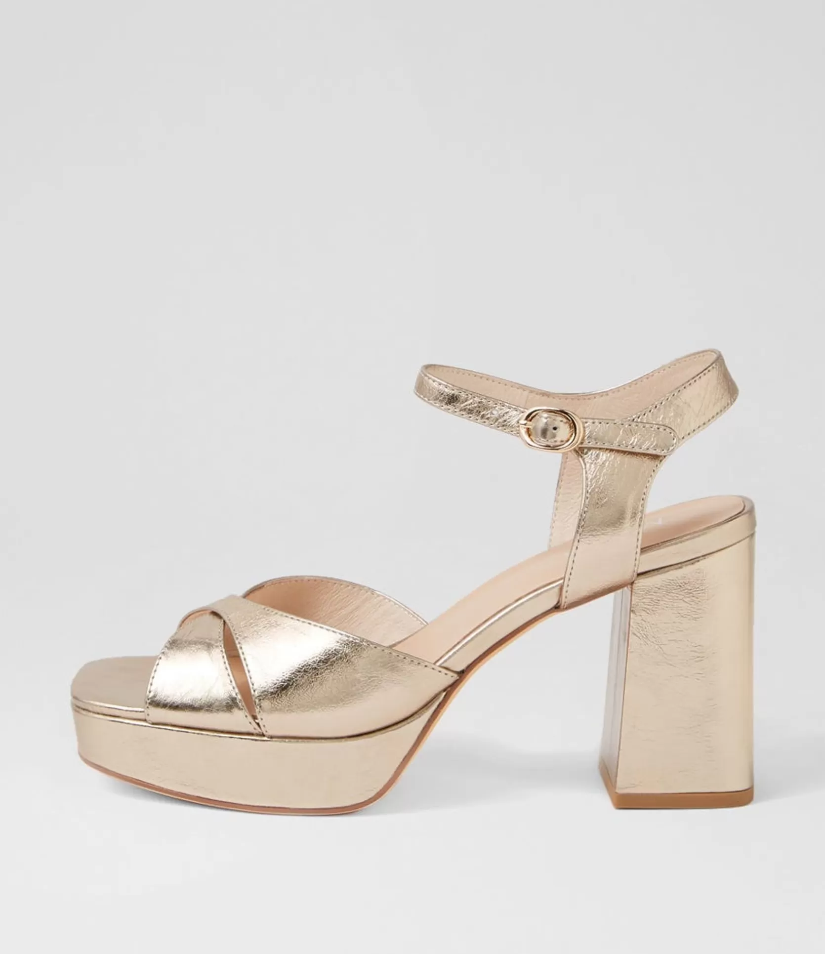 Sale Peonala Platinum Foil Leather Sandals Women Heels