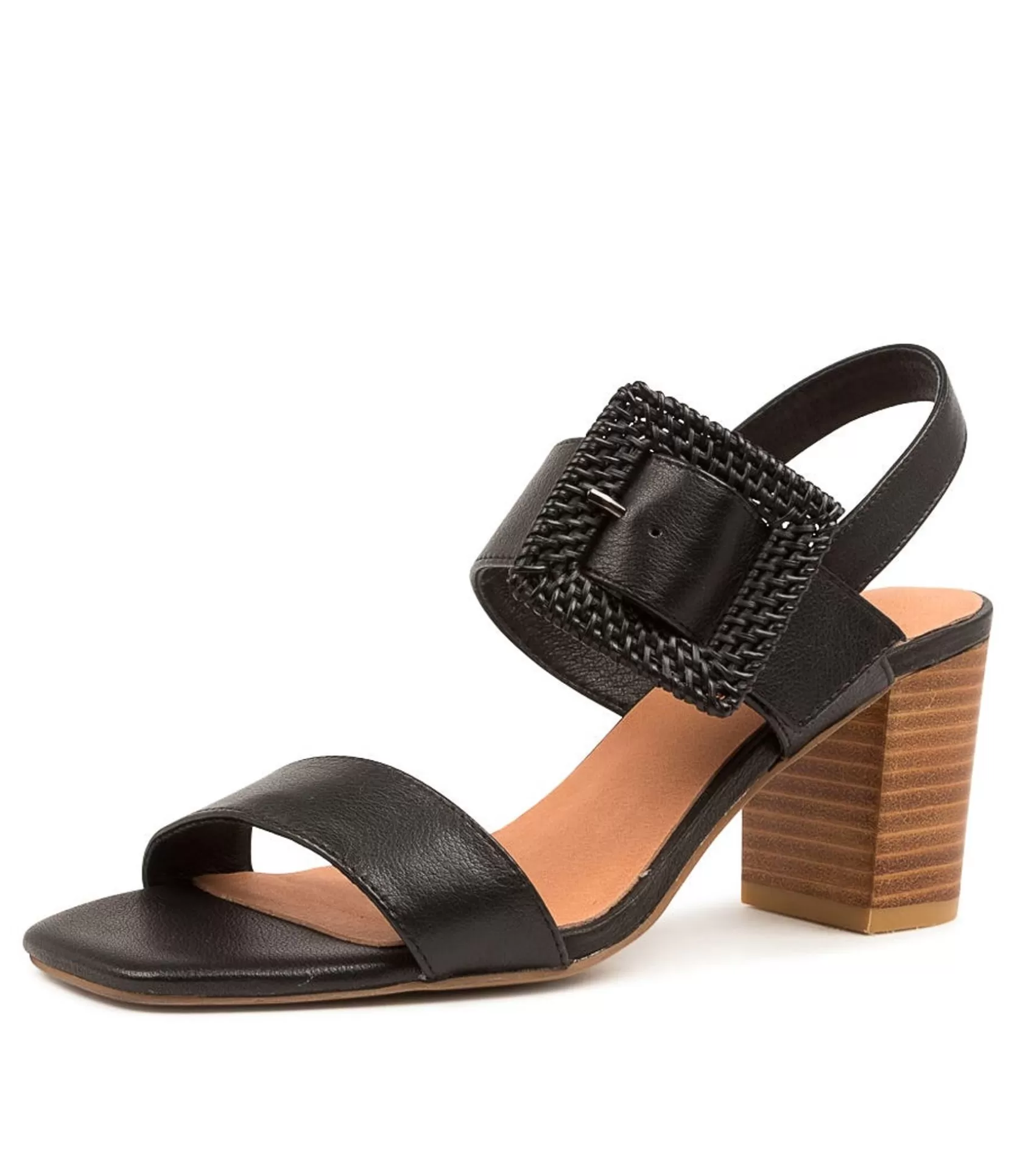 Best Pina Black Leather Women Heels