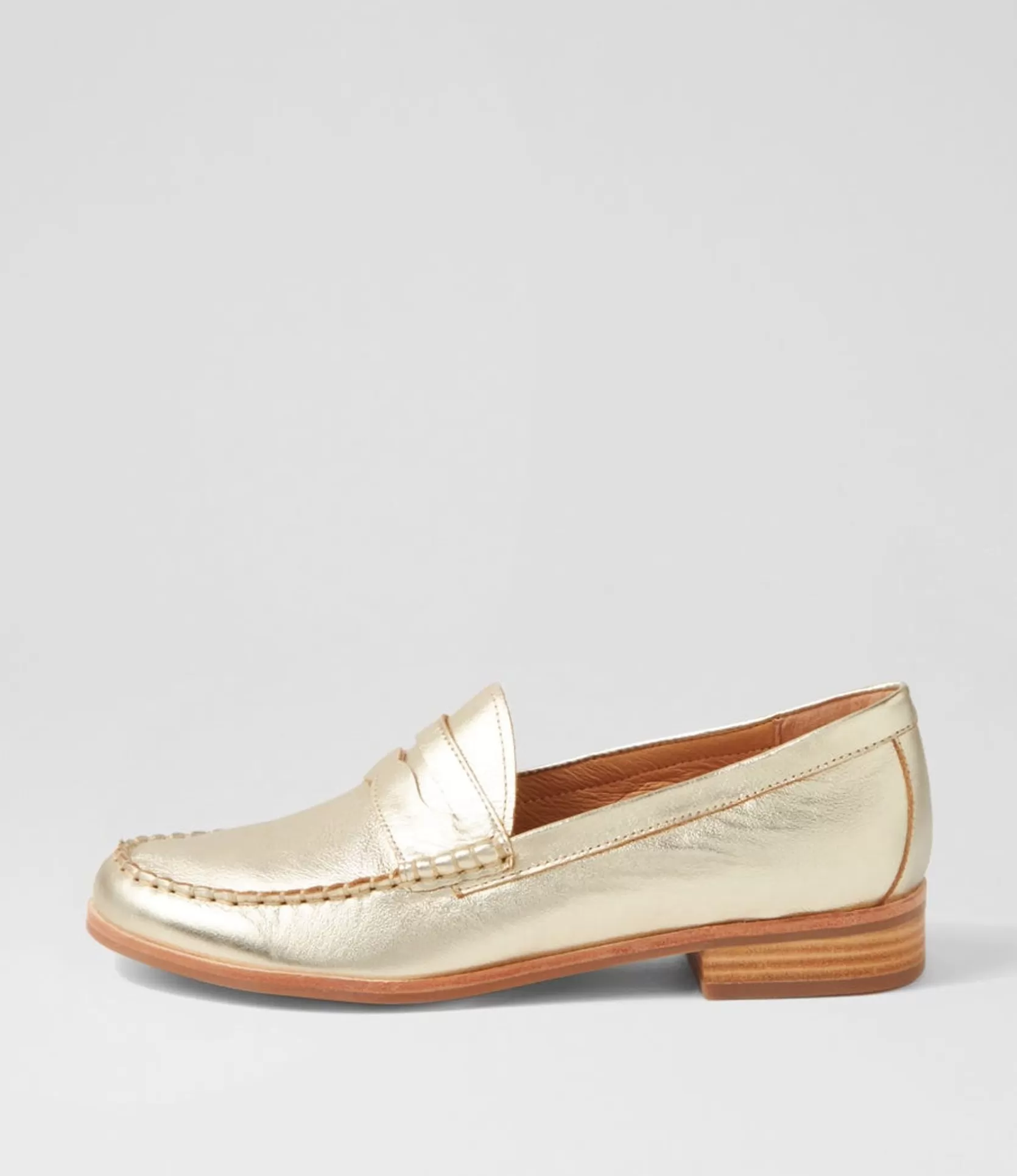 Cheap Quarrel Pale Gold Leather Loafers Women Loafers