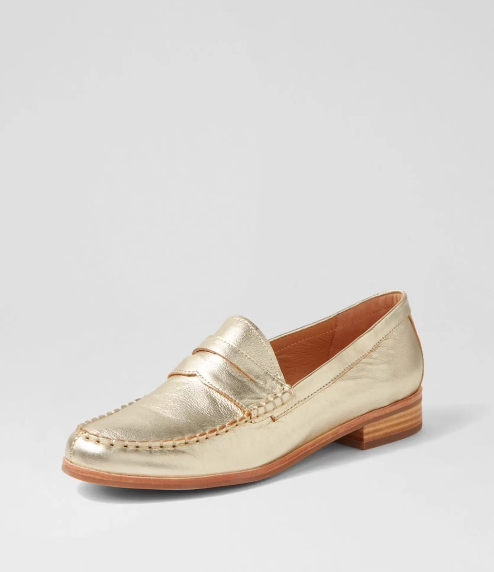 Cheap Quarrel Pale Gold Leather Loafers Women Loafers