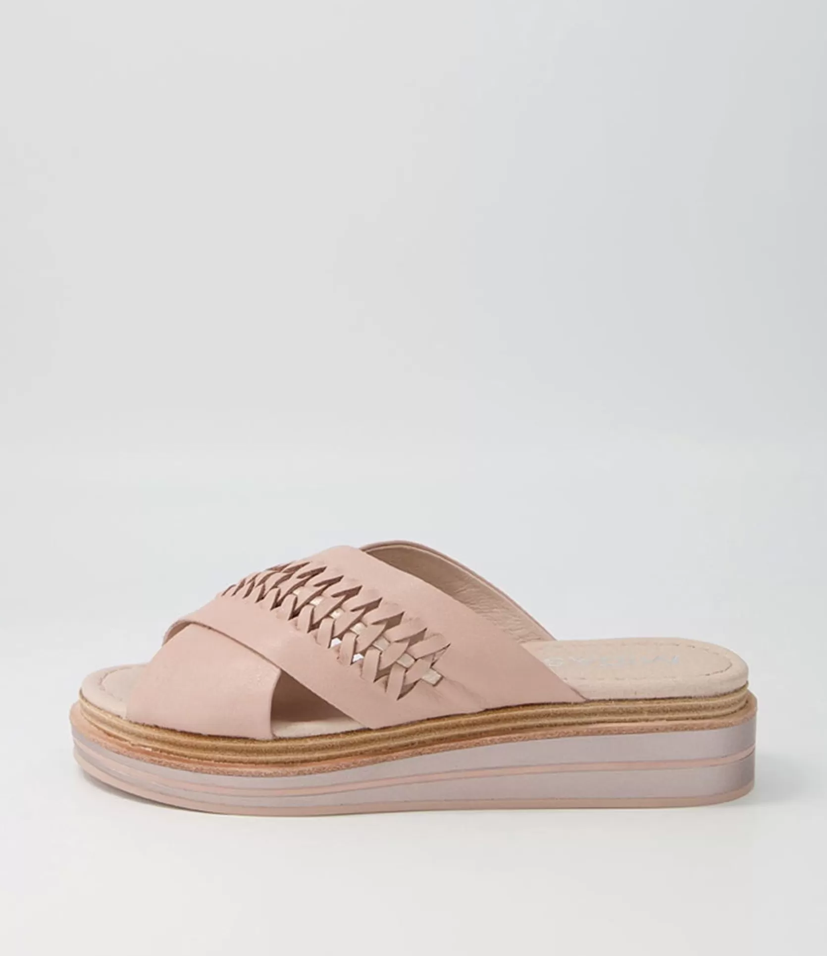 Online Raelan Cafe Pale Rose Gold Leather Slides Women Sandals