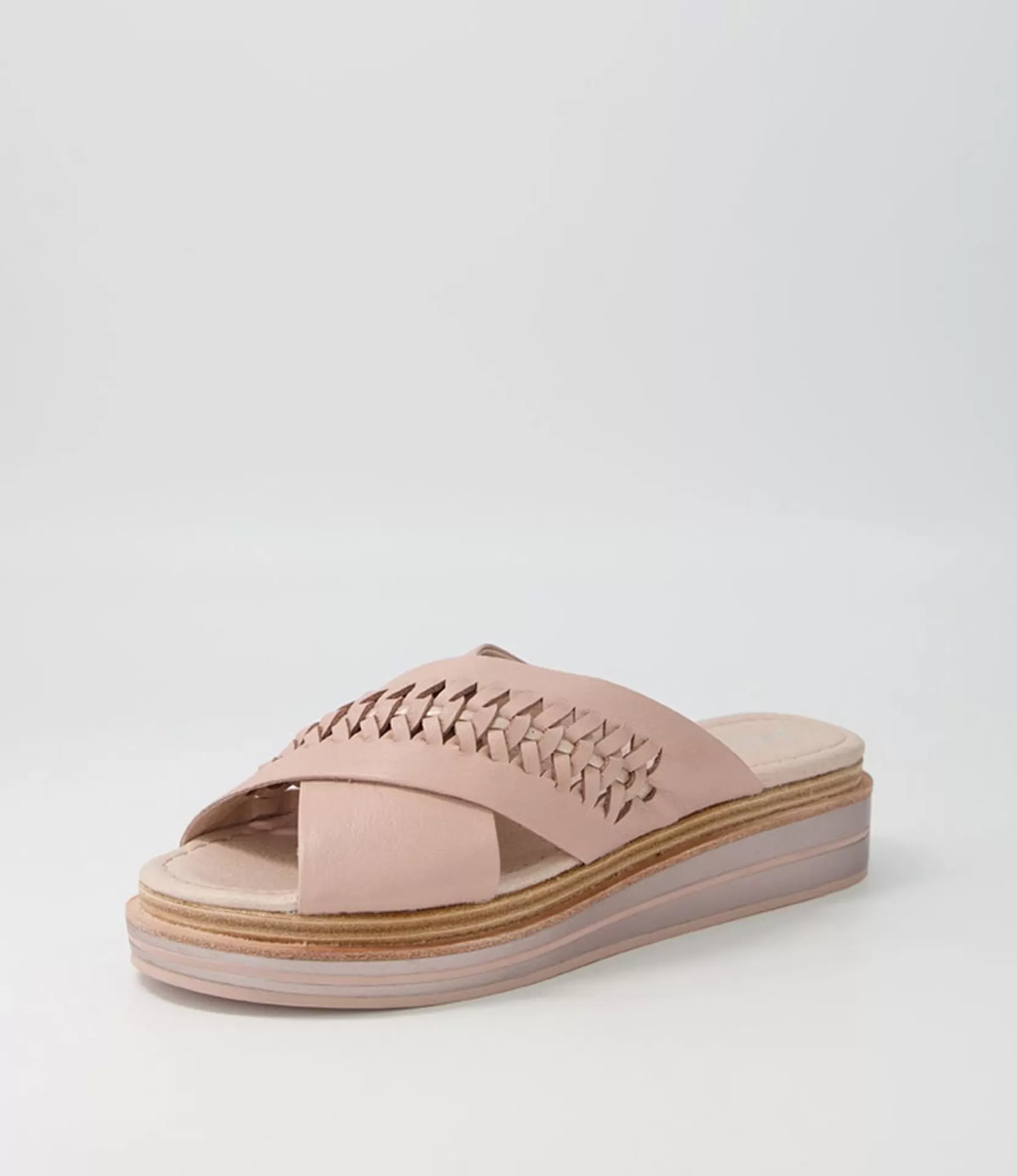 Online Raelan Cafe Pale Rose Gold Leather Slides Women Sandals