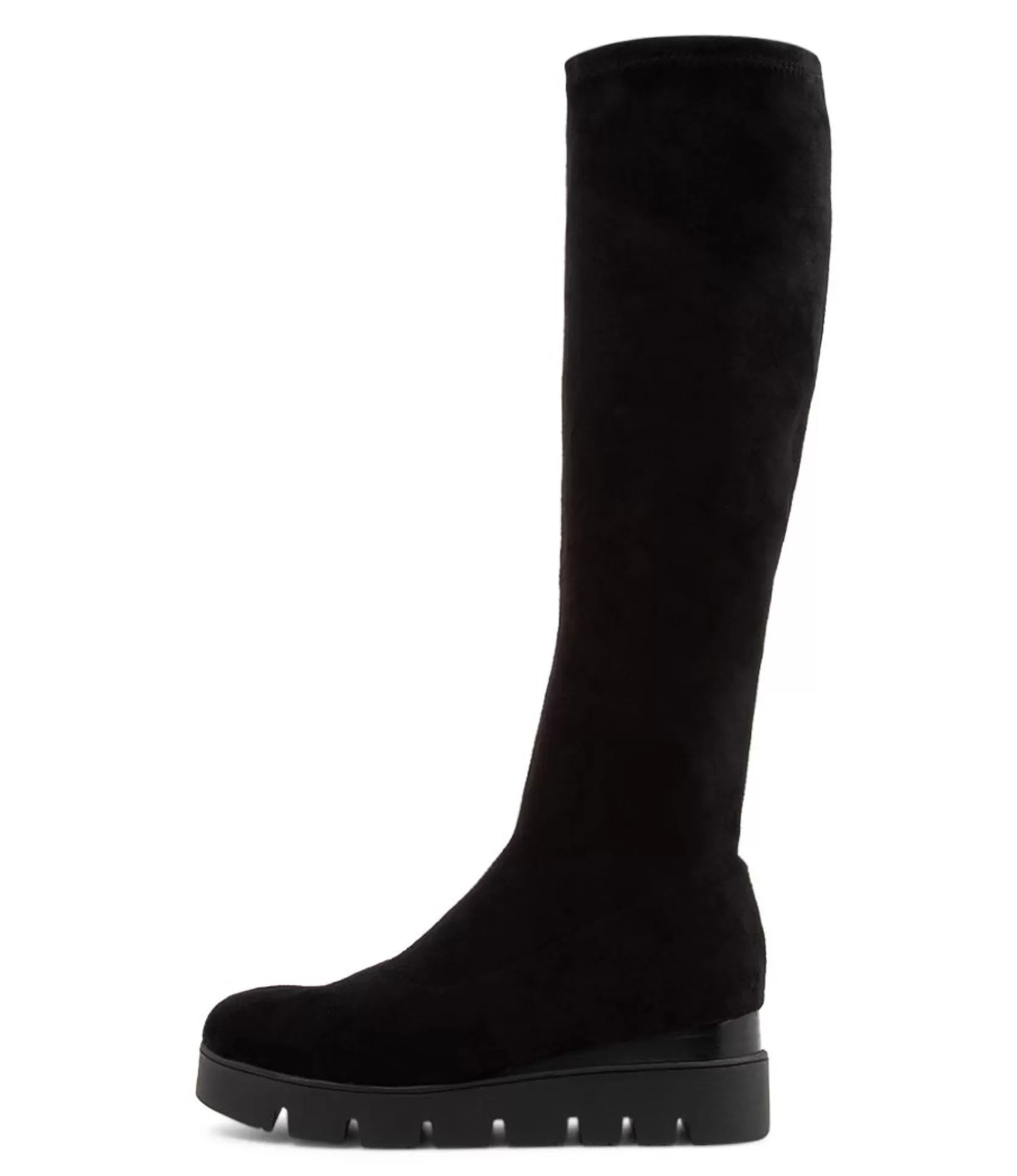 Online Rasha Black Stretch Microsuede Knee High Boots Women Boots